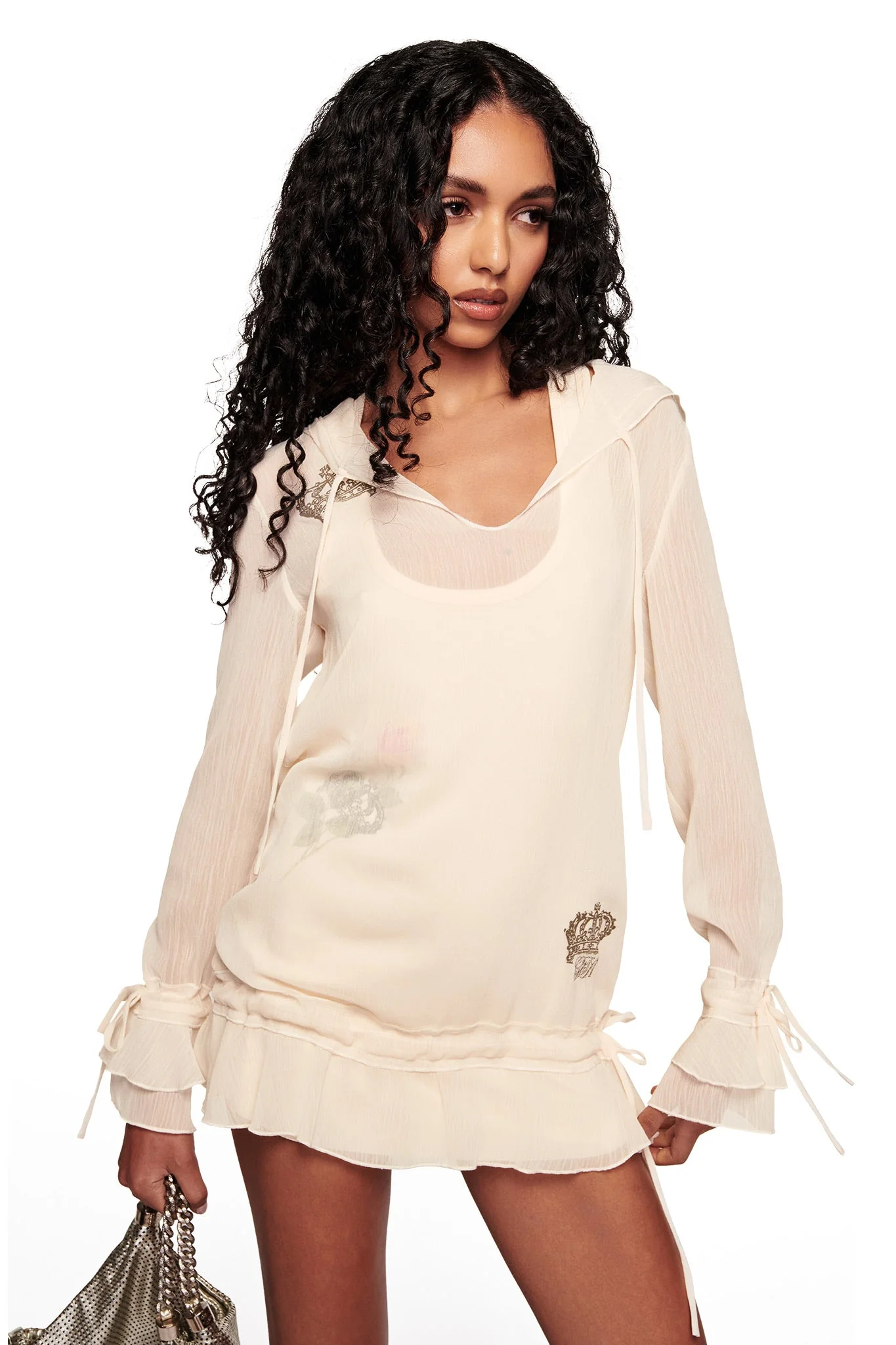 DIAMOND 2-IN-1 MINI DRESS - CREAM - Image 5