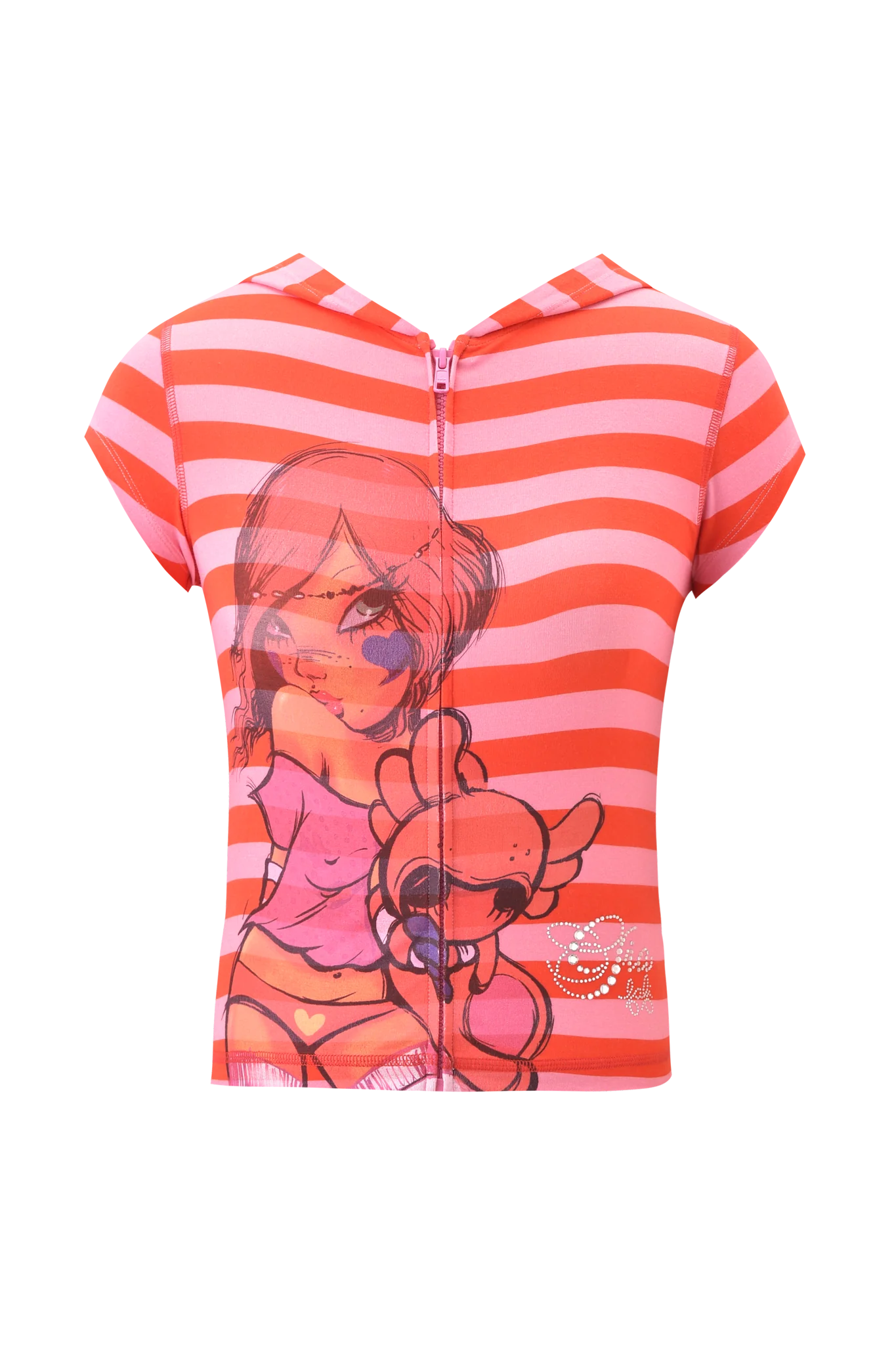 FAFI BLARE CAP SLEEVE HOODIE - PINK STRIPE - Image 7