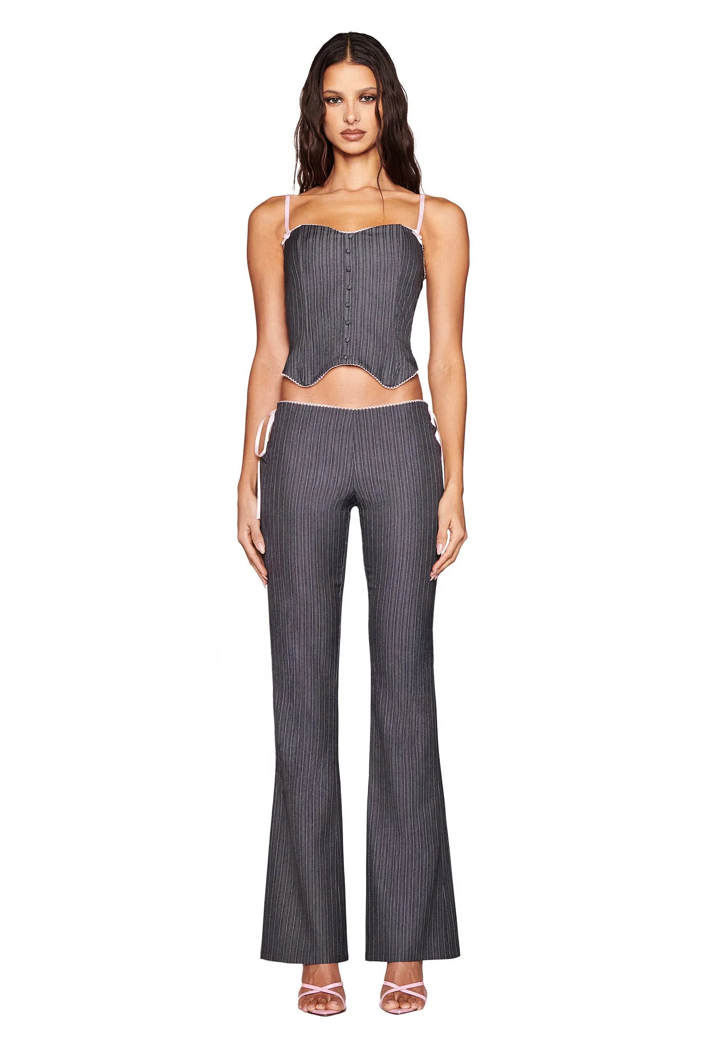 FLORIAN CORSET - GREY : GREY PINSTRIPE - Image 2