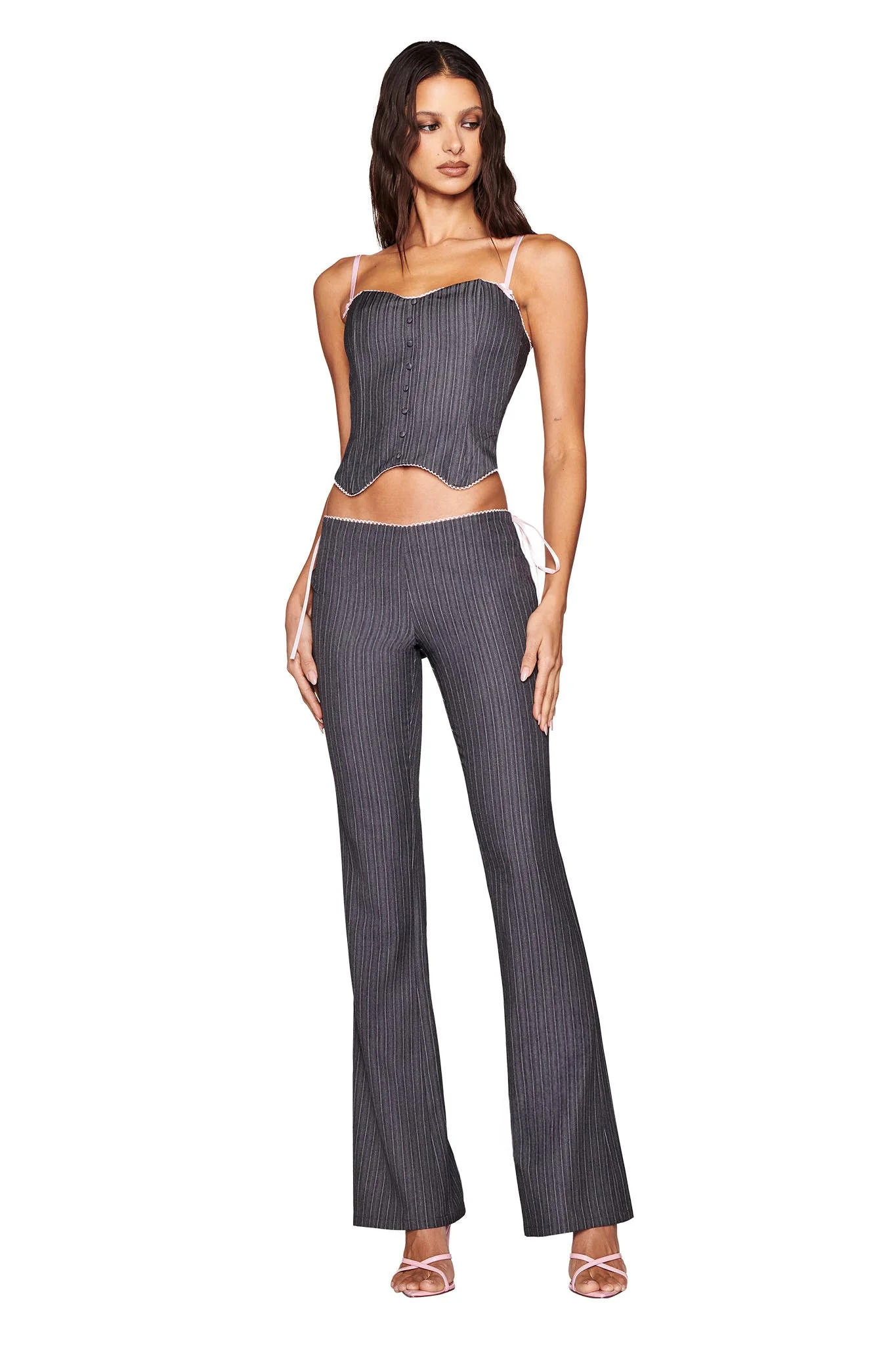 FLORIAN CORSET - GREY : GREY PINSTRIPE - Image 3