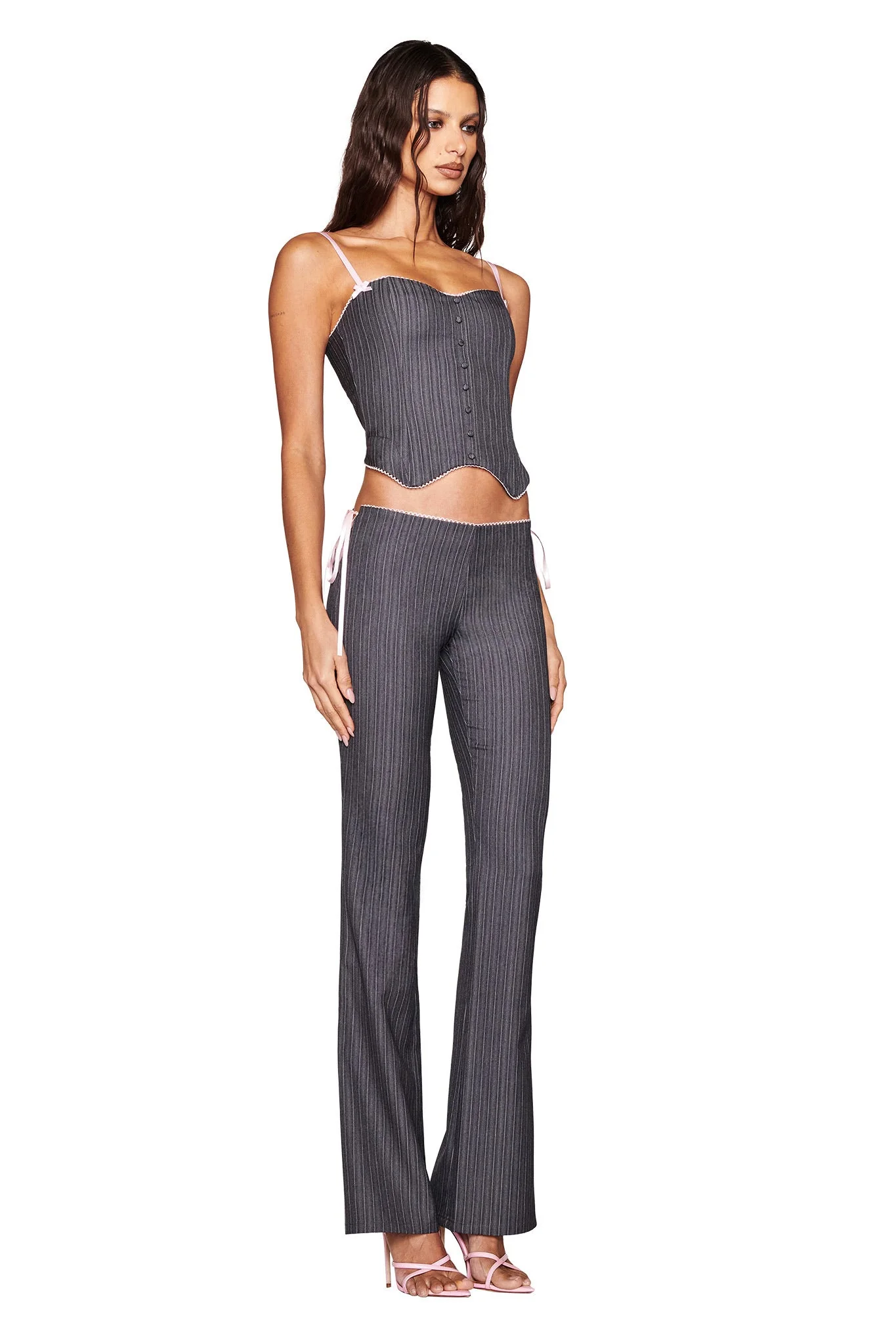 FLORIAN CORSET - GREY : GREY PINSTRIPE - Image 4