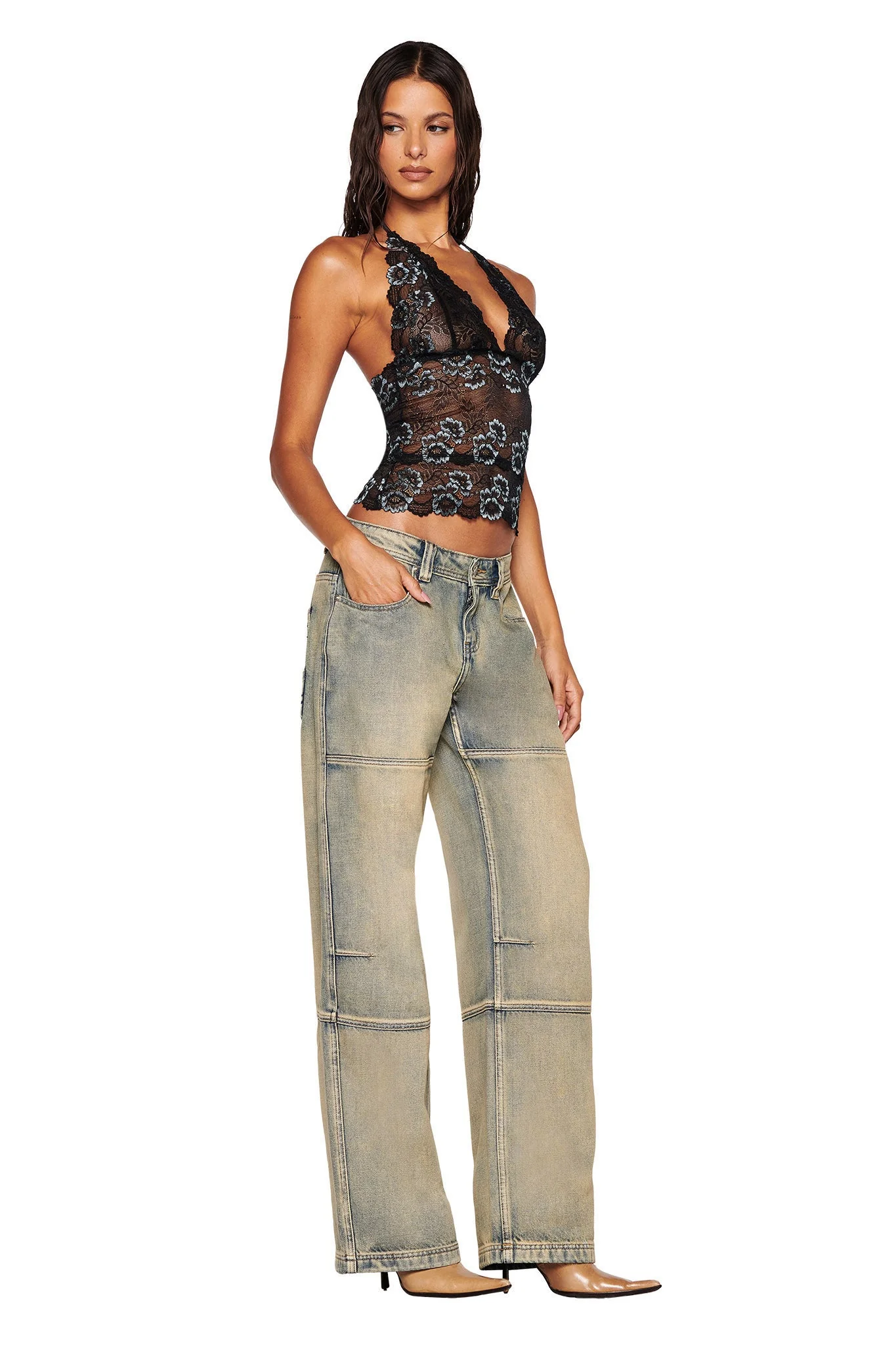 GEM HALTER TOP - BLACK : BLACK BLUE - Image 2