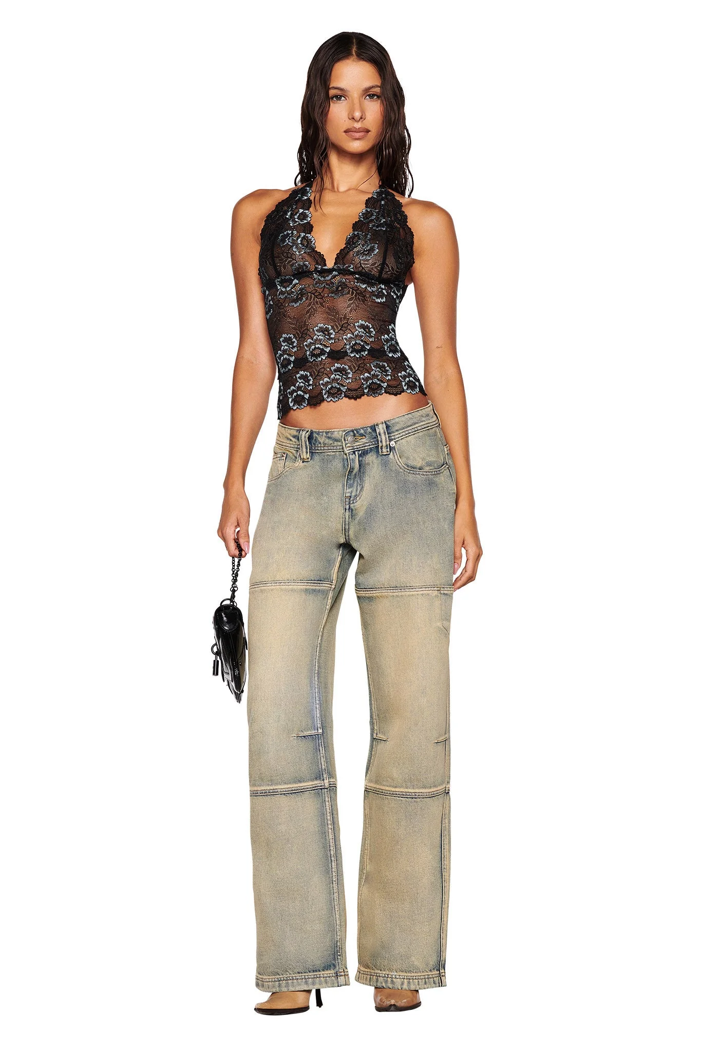 GEM HALTER TOP - BLACK : BLACK BLUE - Image 4