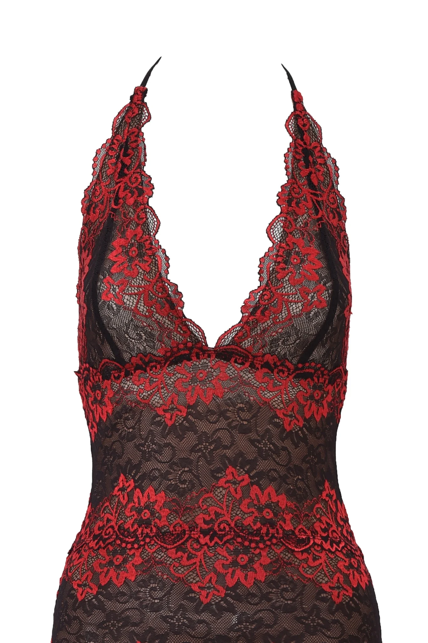 GEM MINI DRESS - BLACK AND RED LACE - Image 7