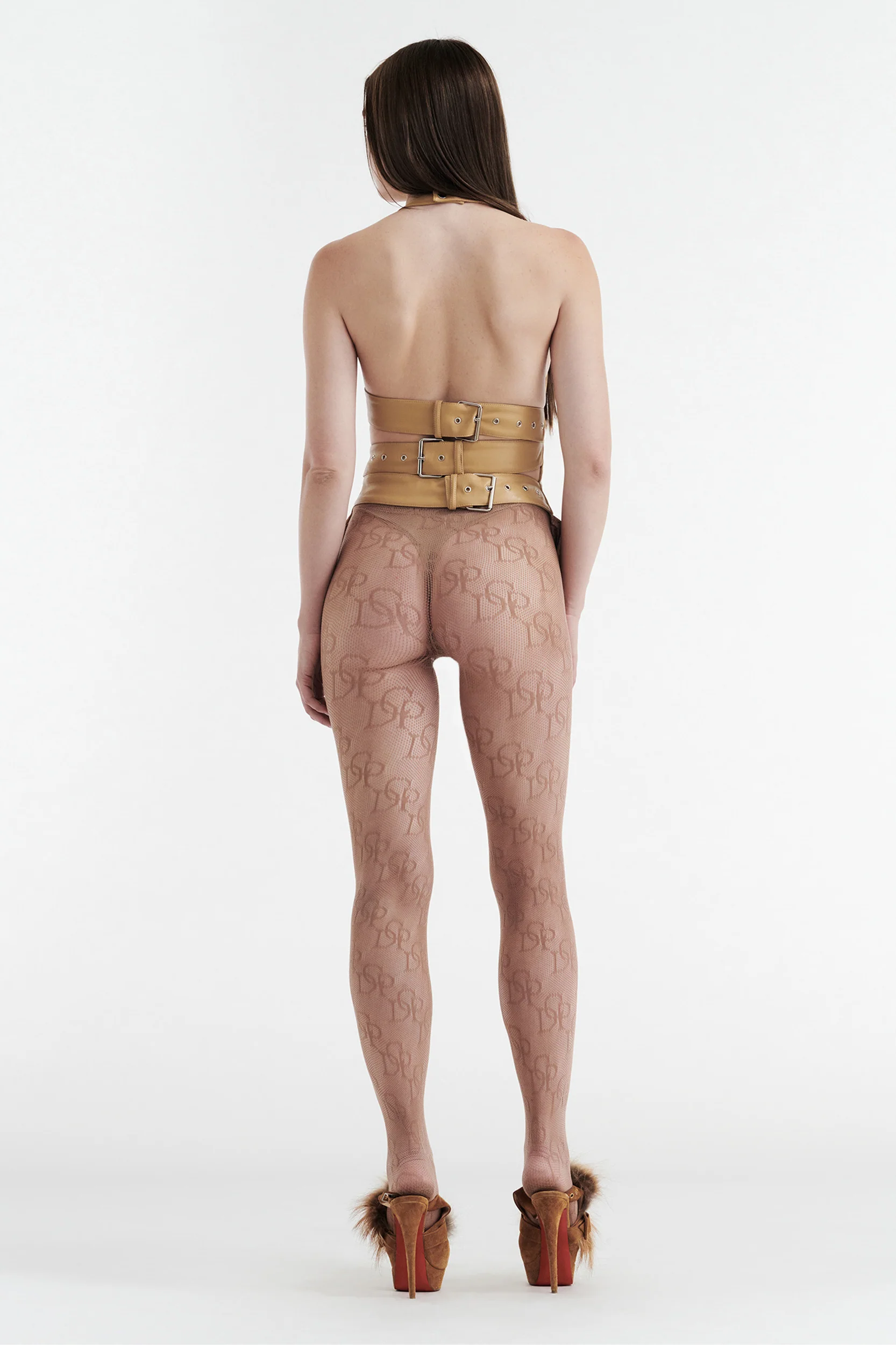 INES ASYMMETRICAL FAUX LEATHER TOP - TAN - Image 4