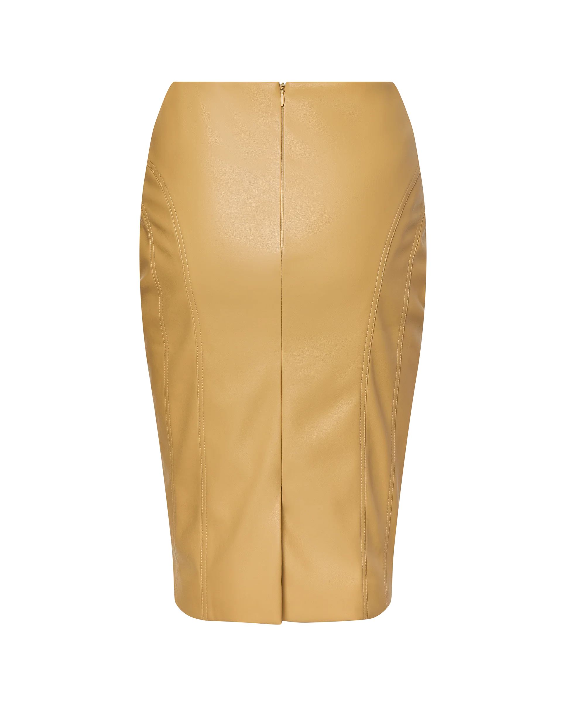 INES FAUX LEATHER PENCIL SKIRT - TAN - Image 7