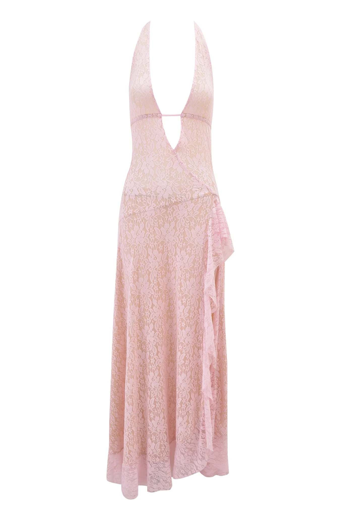 IRISIA LACE HALTER MAXI DRESS - BABY PINK - Image 5