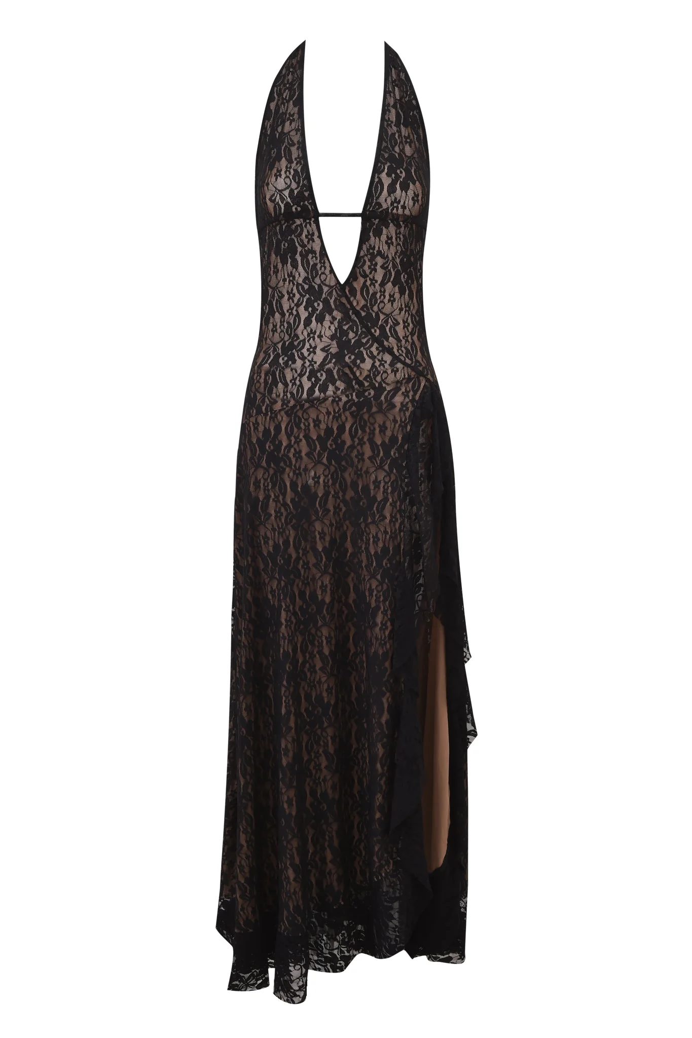 IRISIA LACE HALTER MAXI DRESS - BLACK - Image 7