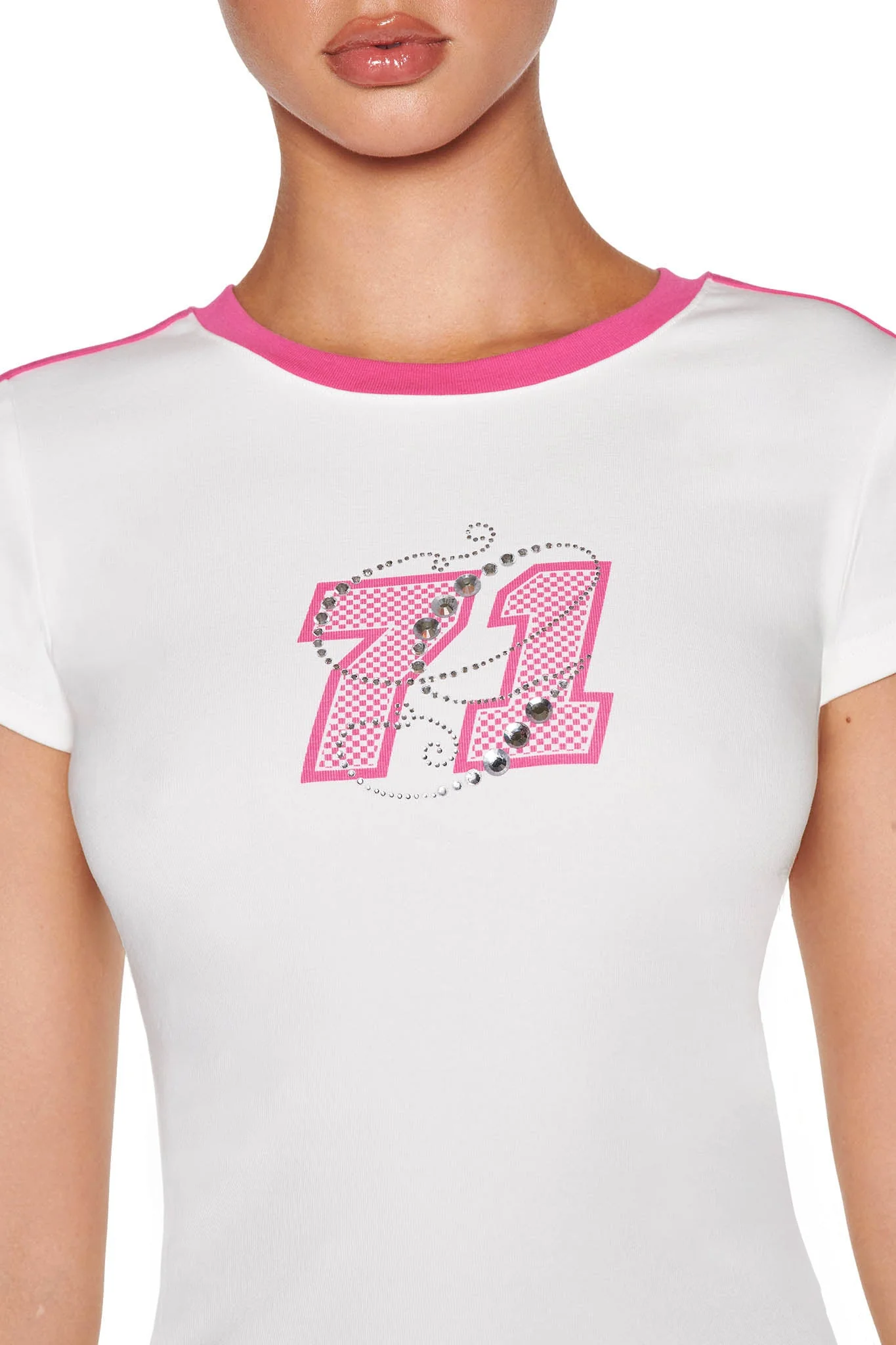 JENNIE TOP - WHITE : HOT PINK - Image 4