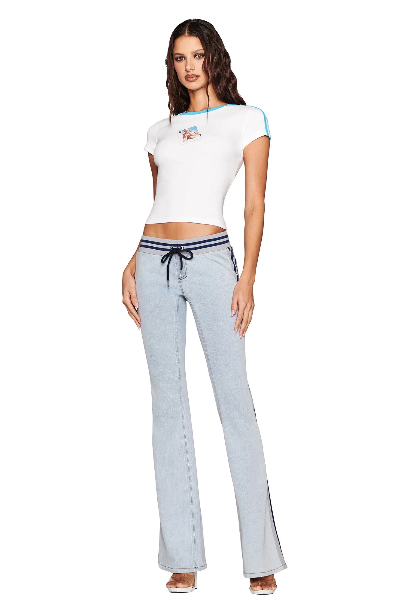 JENNIE TOP - WHITE : SKY BLUE - Image 3