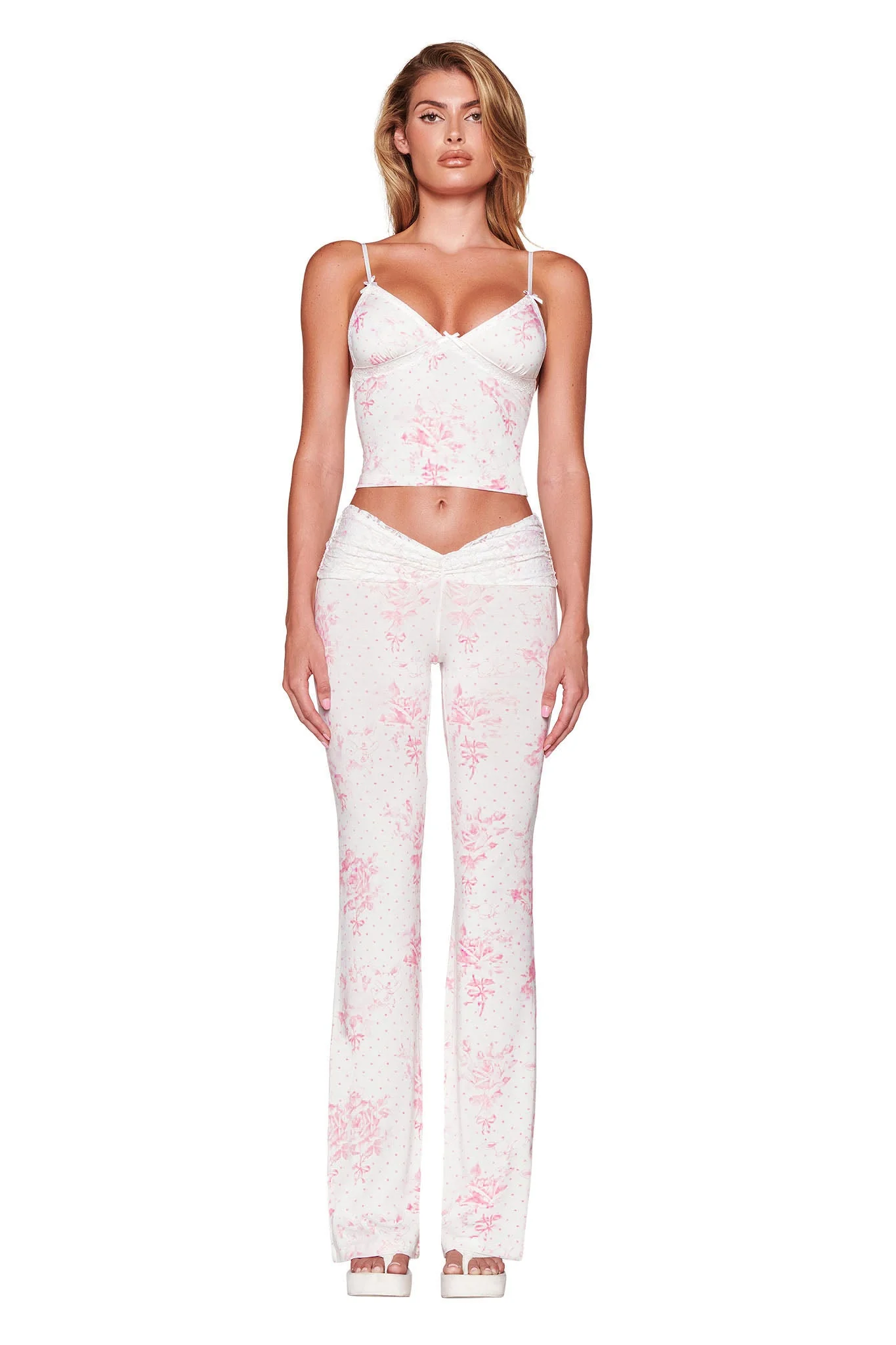 KENDRA PANT - WHITE : FLORAL: BUNNY BOUQUET - Image 2