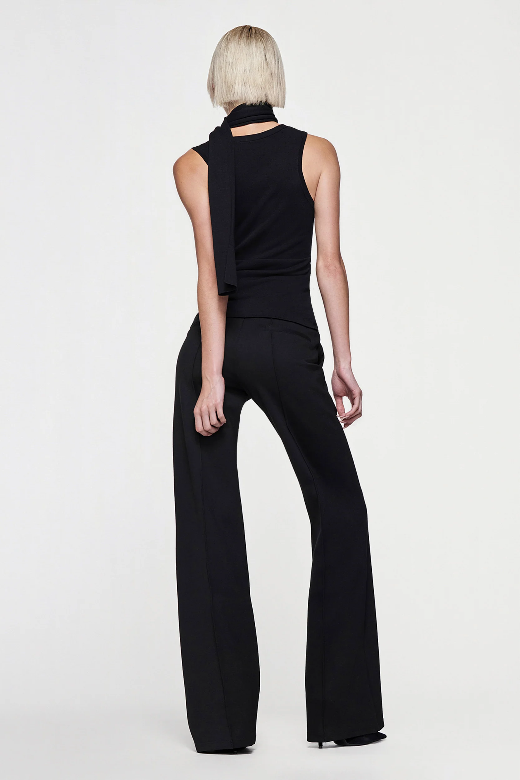 LILY SLEEVELESS KNIT BUTTON UP TOP - BLACK - Image 7