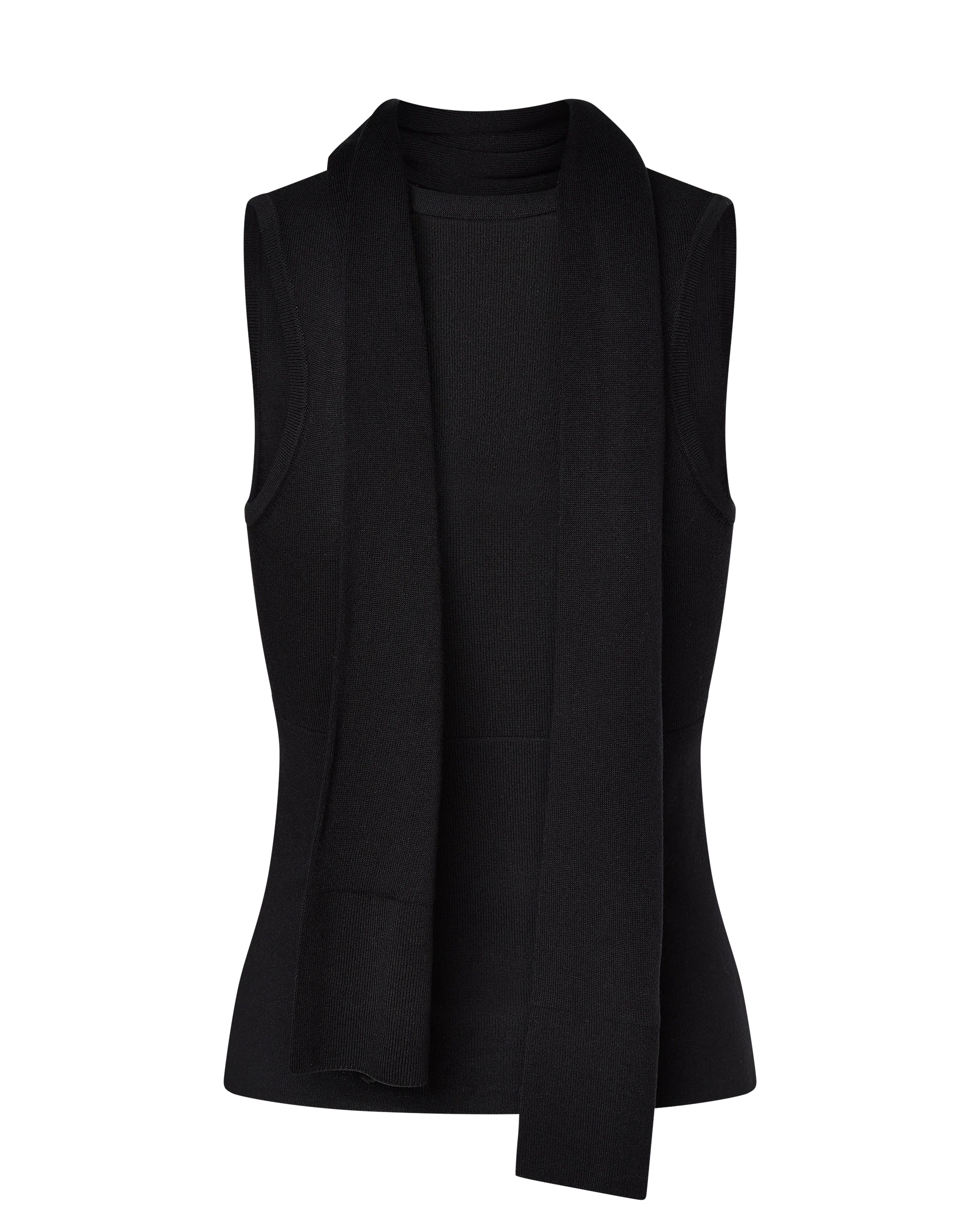 LILY SLEEVELESS KNIT BUTTON UP TOP - BLACK - Image 9