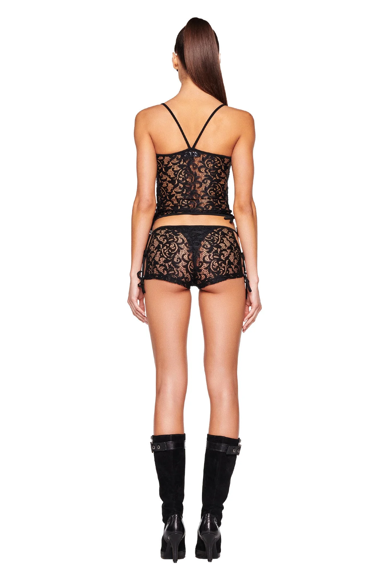 LYSANDRA SHORT - BLACK : LACE - Image 3