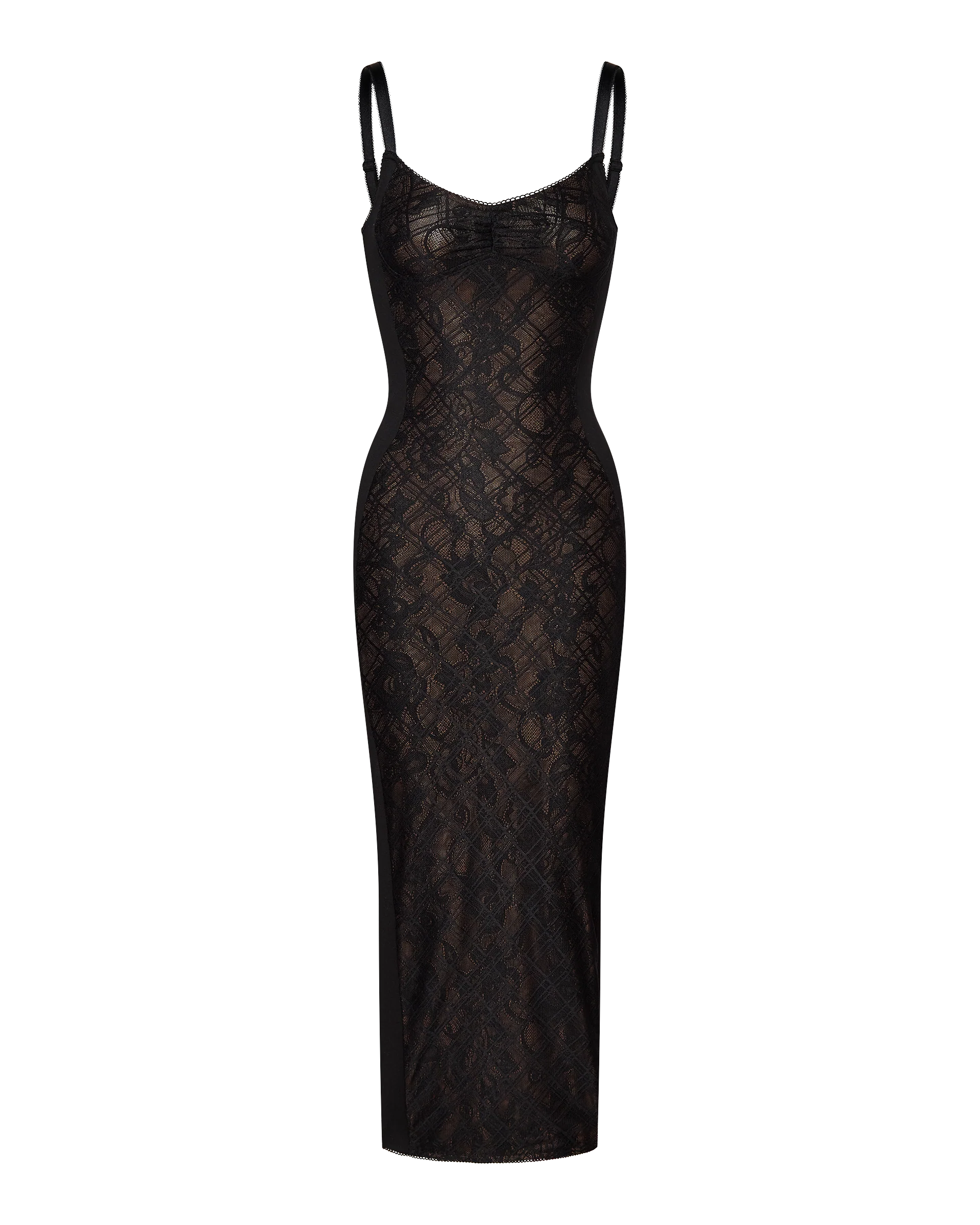 MARGOT TWO PIECE FITTED LACE MIDI DRESS - BLACK - Image 11