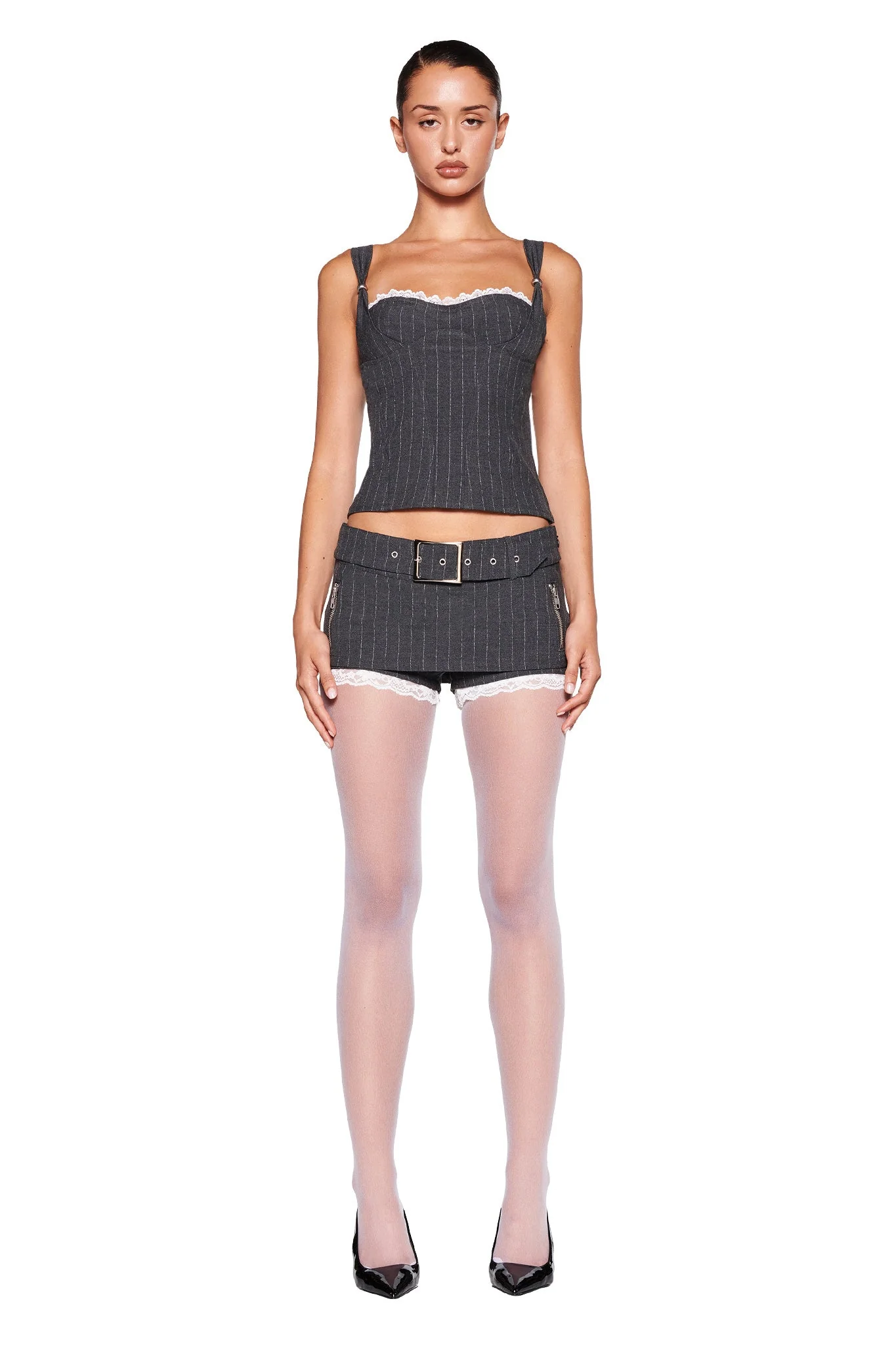 MARRION CORSET - GREY : PINSTRIPE - Image 4