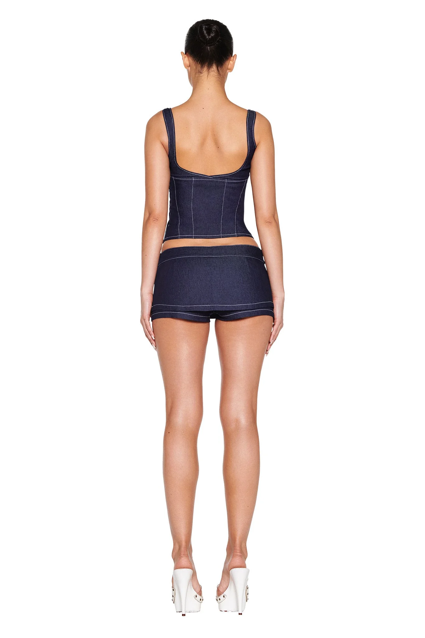 MARRION DENIM SKORT - BLUE : DARK BLUE DENIM - Image 5