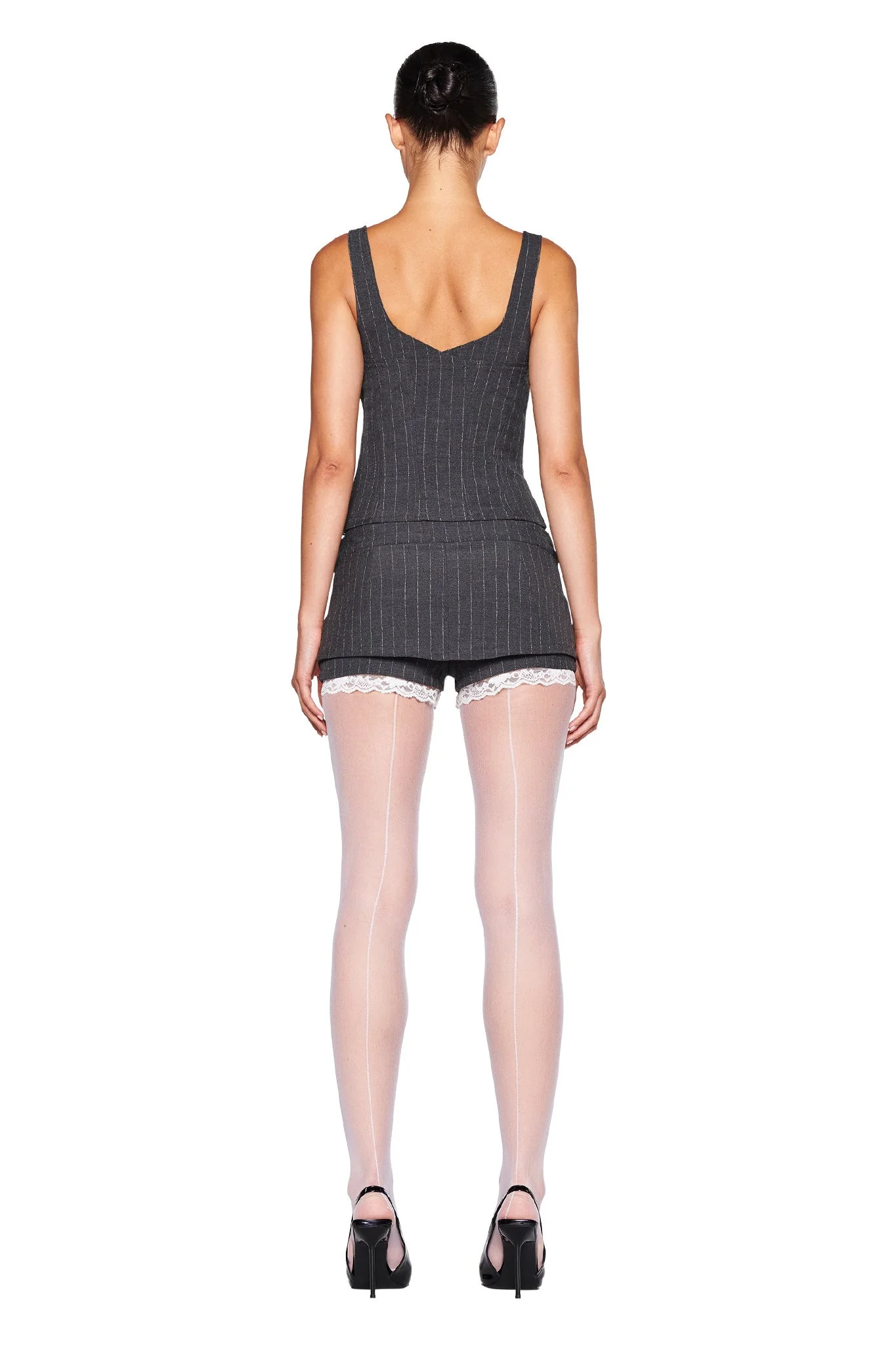 MARRION SKORT - GREY : PINSTRIPE - Image 5