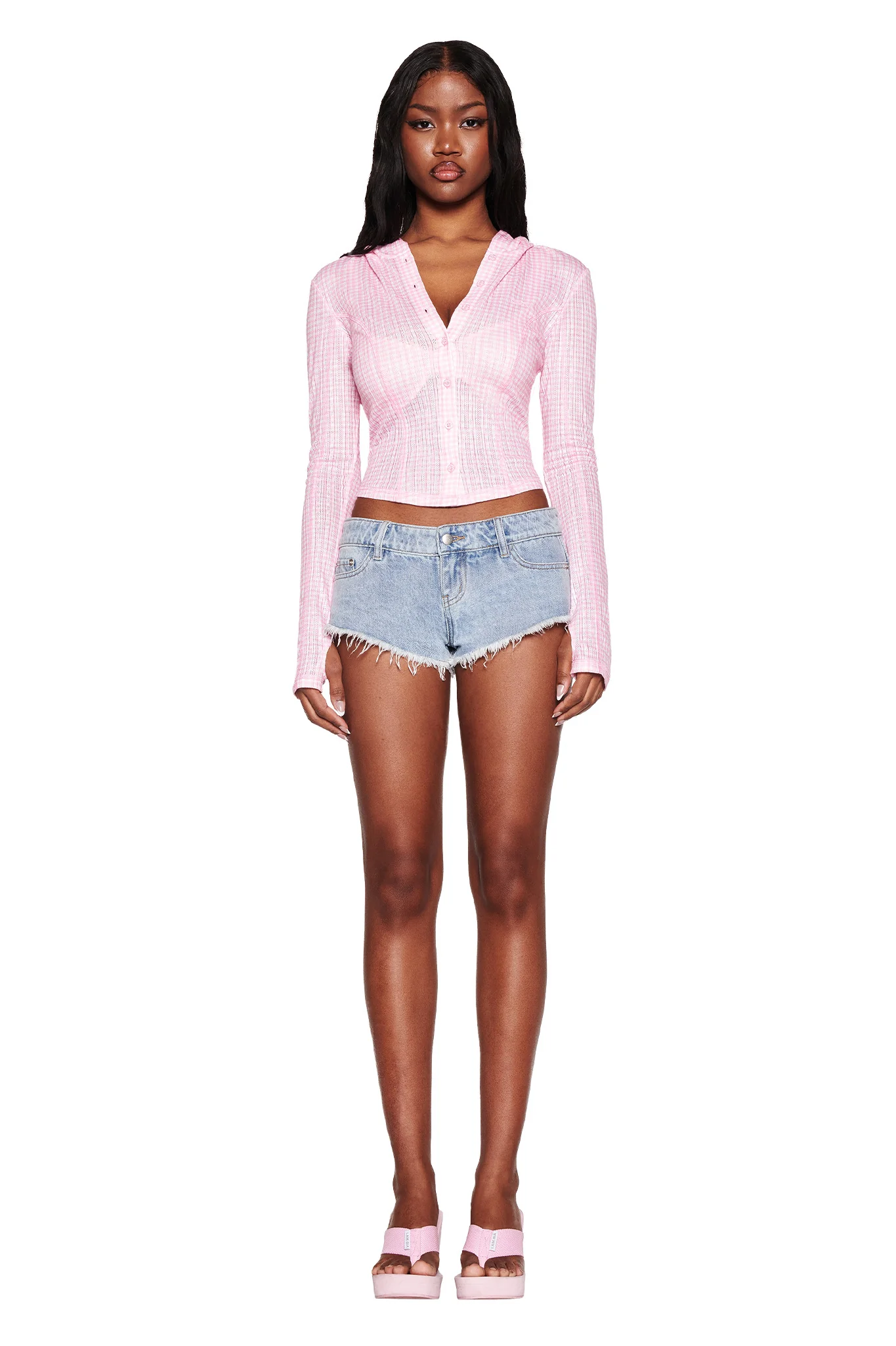MIA HOODIE - PINK : PINK GINGHAM - Image 2