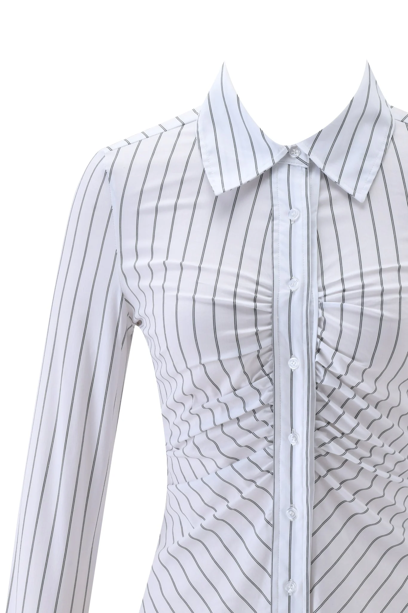 MONICA PINSTRIPE SHIRT - WHITE BLACK STRIPE - Image 7