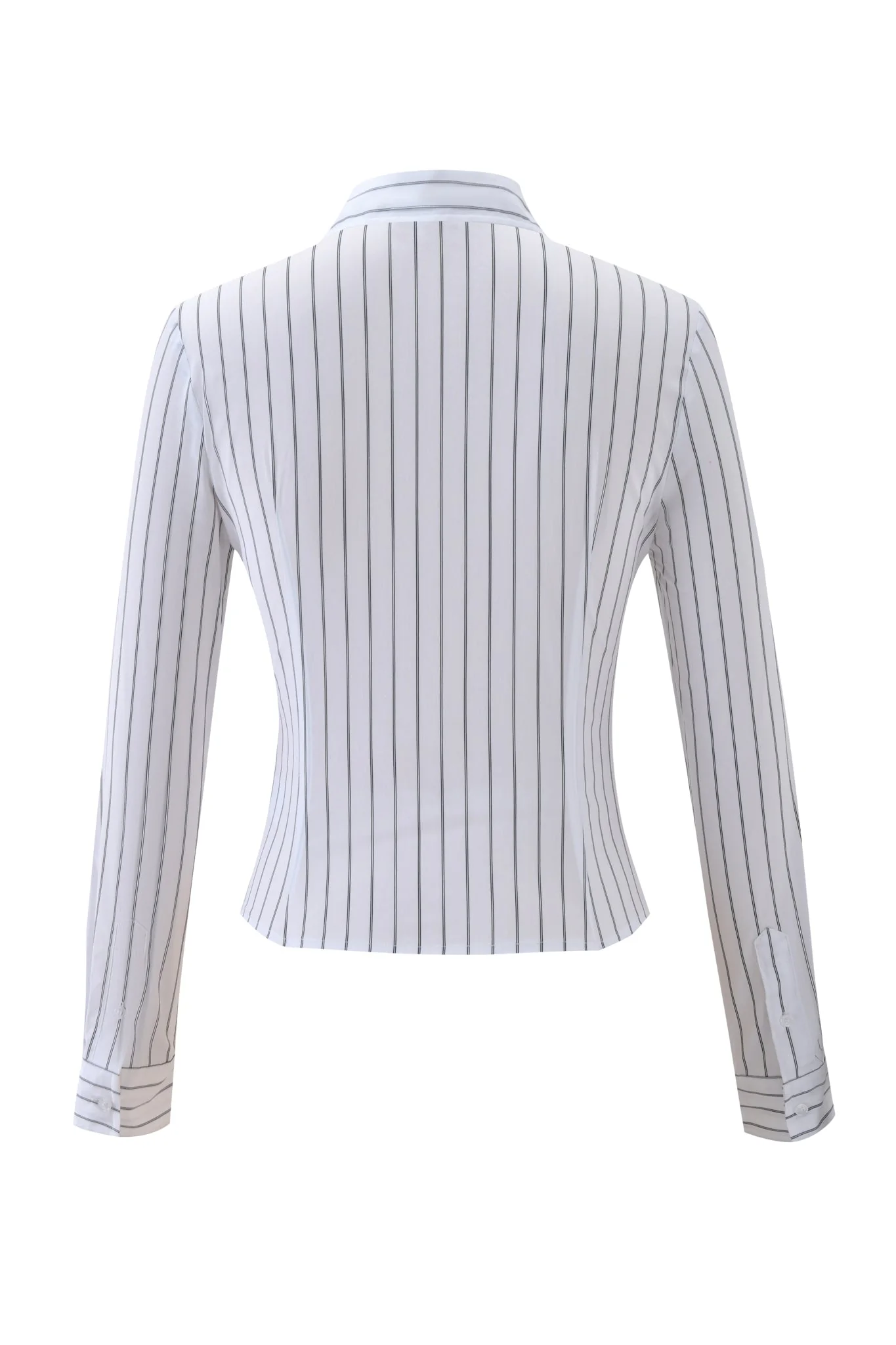 MONICA PINSTRIPE SHIRT - WHITE BLACK STRIPE - Image 8