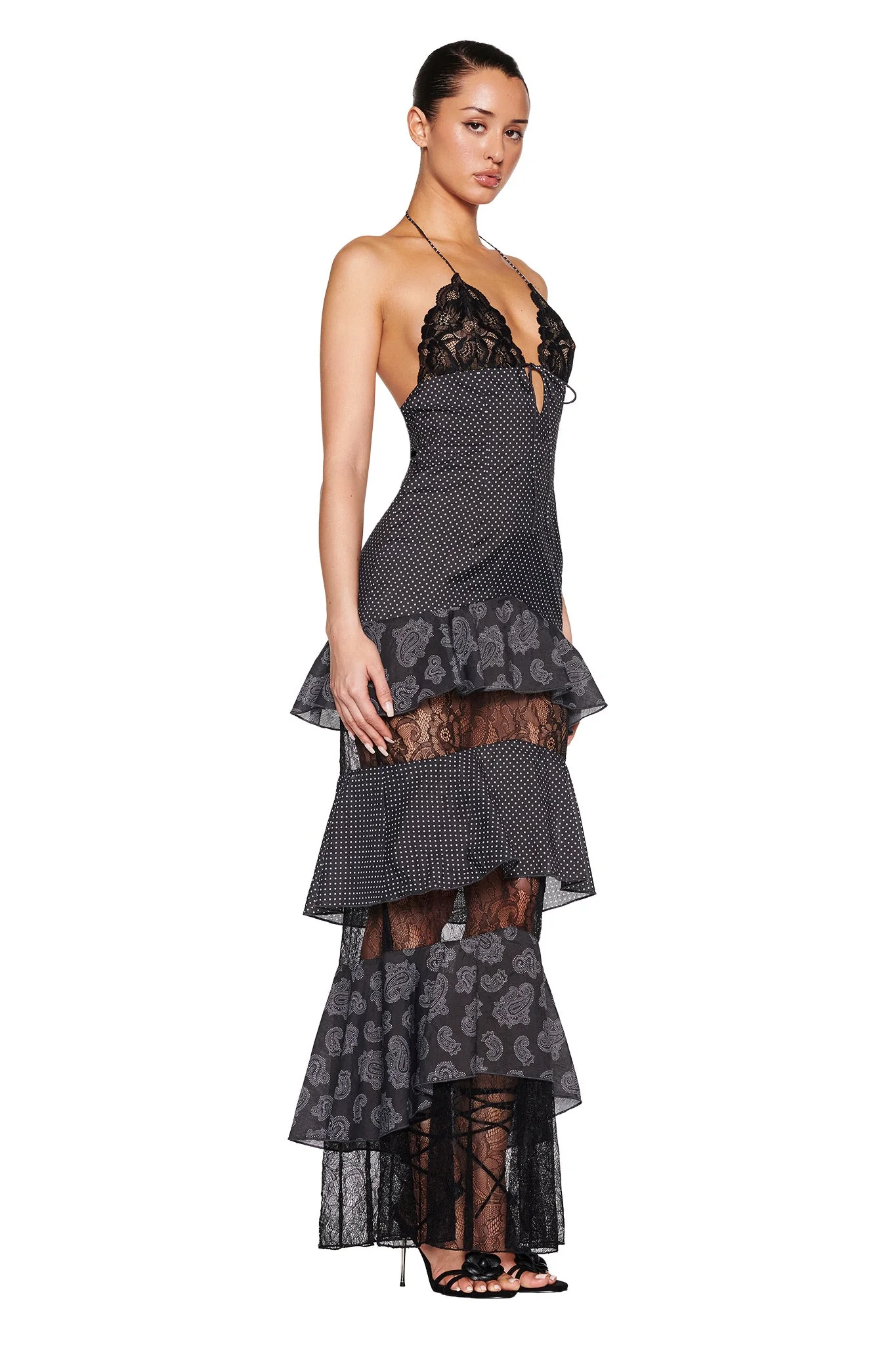 PEARL MAXI DRESS - BLACK : POLKA DOT - Image 2