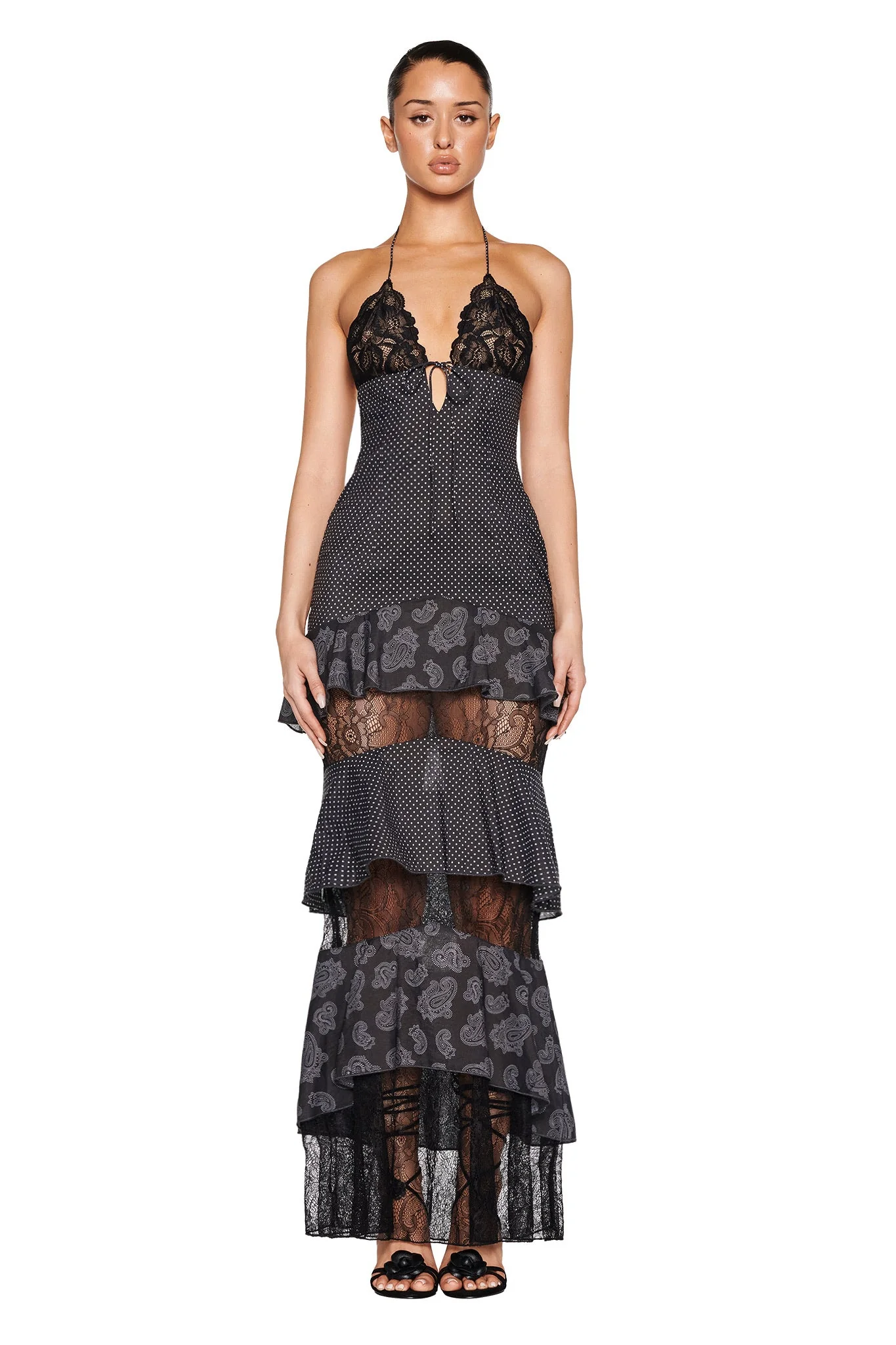 PEARL MAXI DRESS - BLACK : POLKA DOT - Image 4