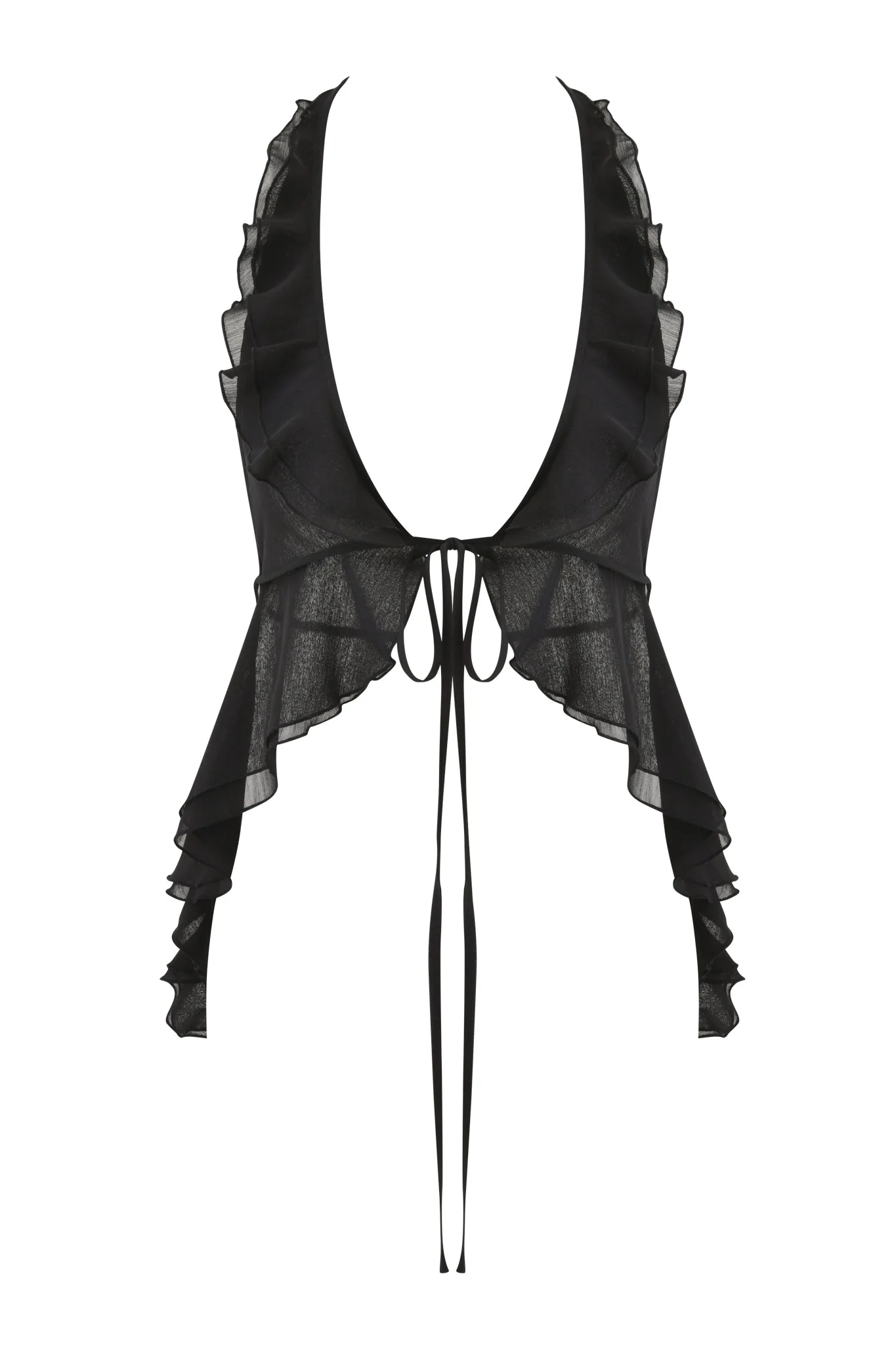 PORTIA RUFFLE HALTER TOP - BLACK - Image 5