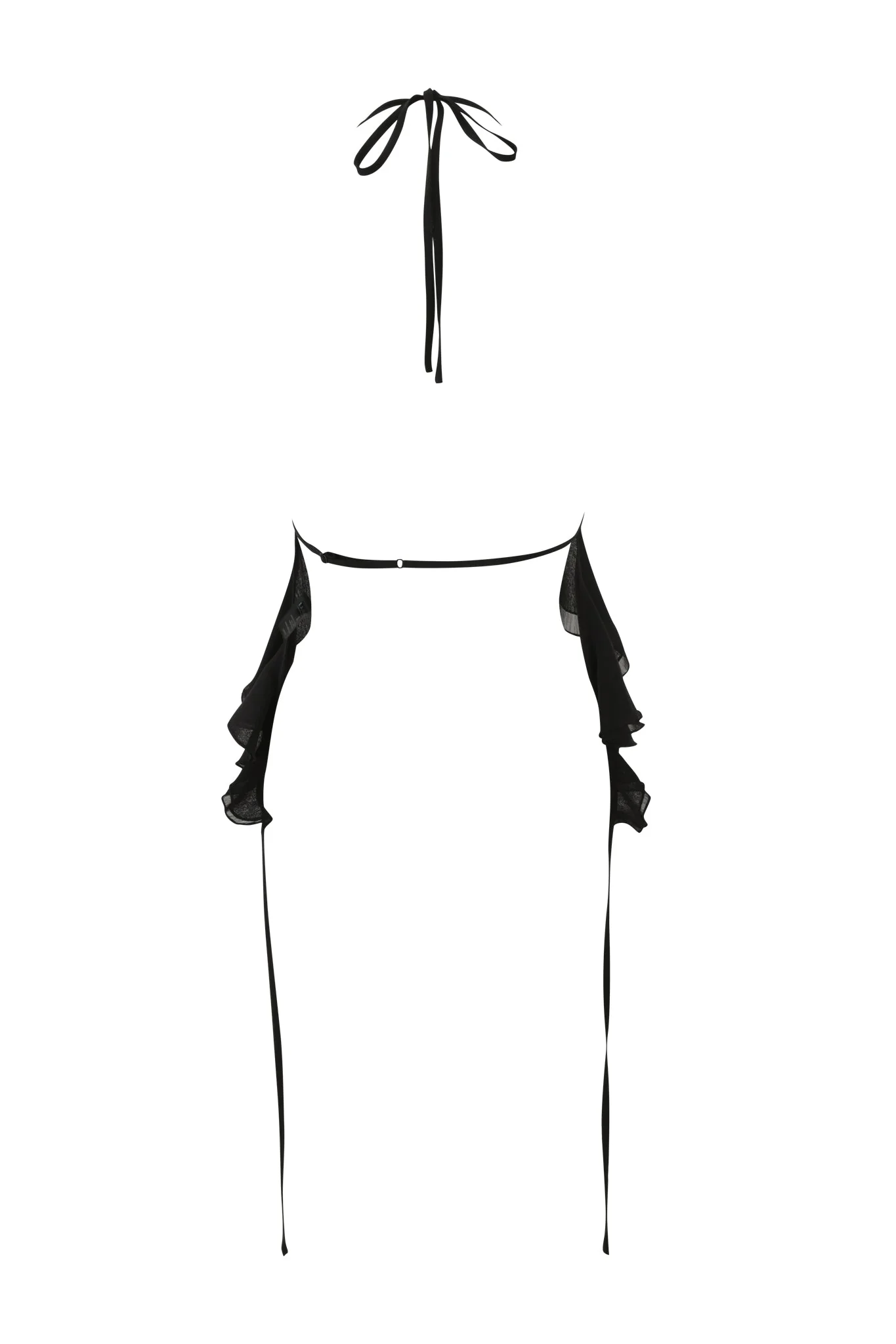 PORTIA RUFFLE HALTER TOP - BLACK - Image 6