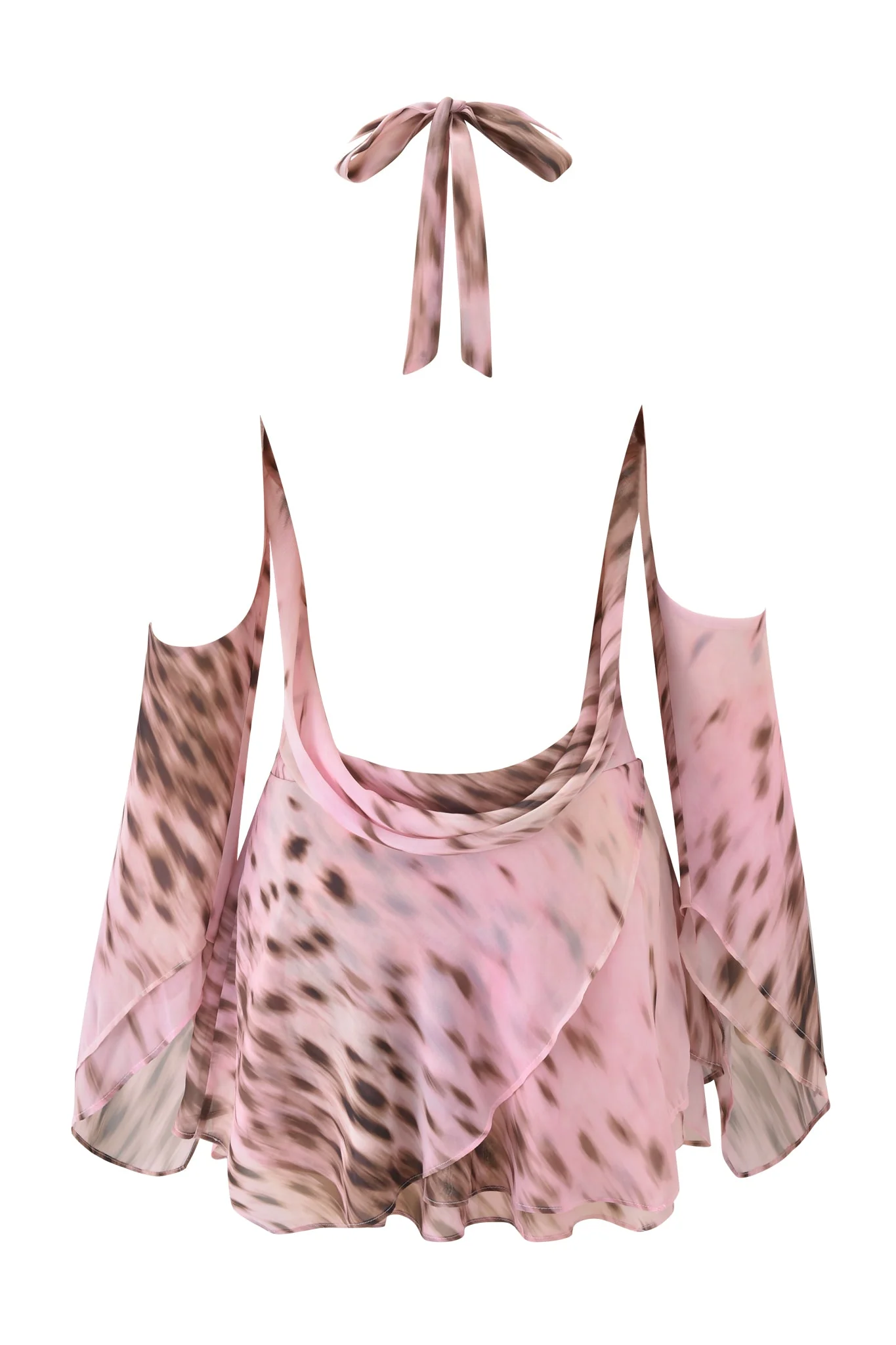 ROSANNA COWL HALTER MINI DRESS - BLURRED CHEETAH - Image 8