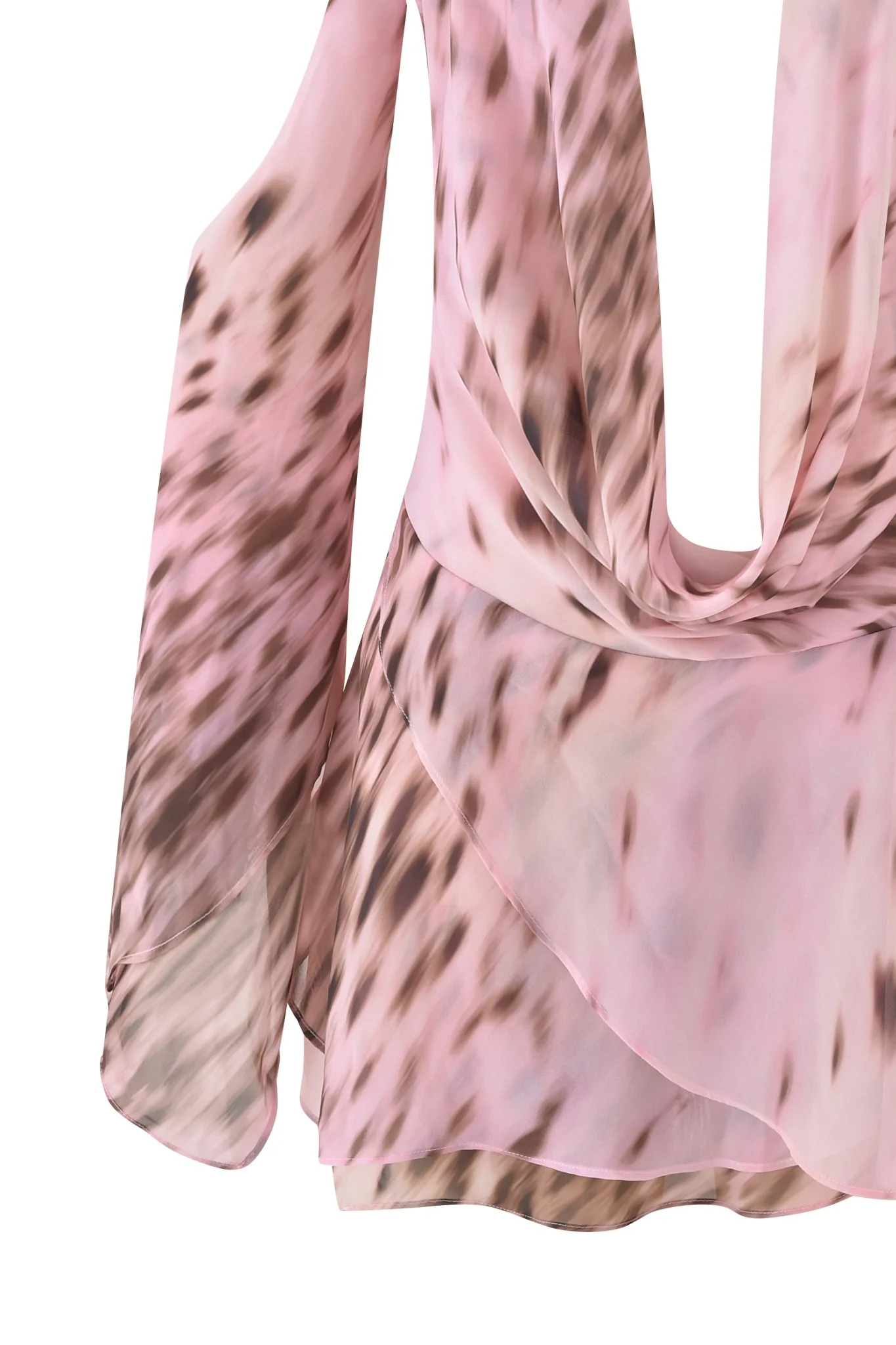 ROSANNA COWL HALTER MINI DRESS - BLURRED CHEETAH - Image 9