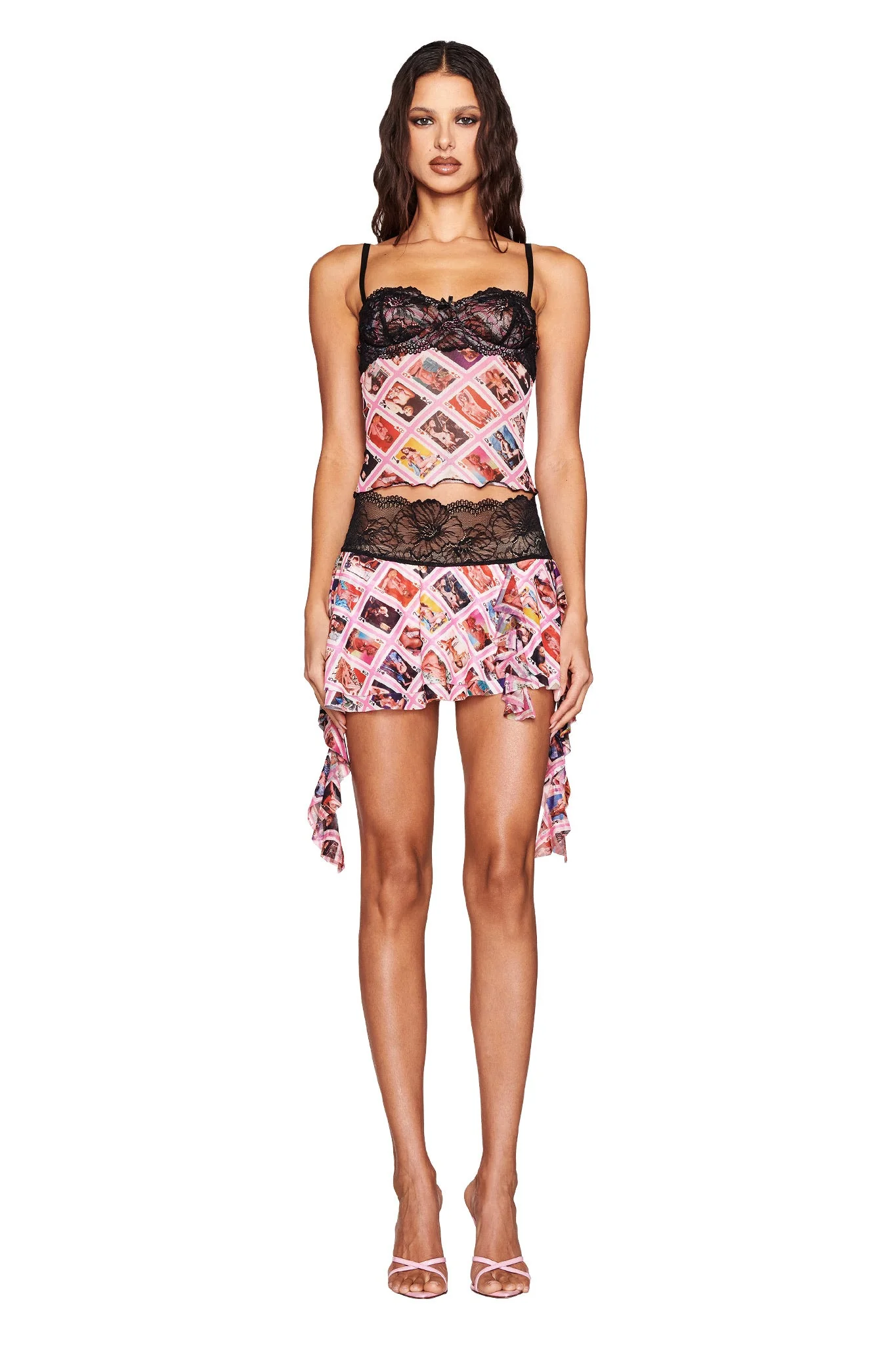 SILO MINI SKIRT - MULTI : GIA FACE CARD - Image 2