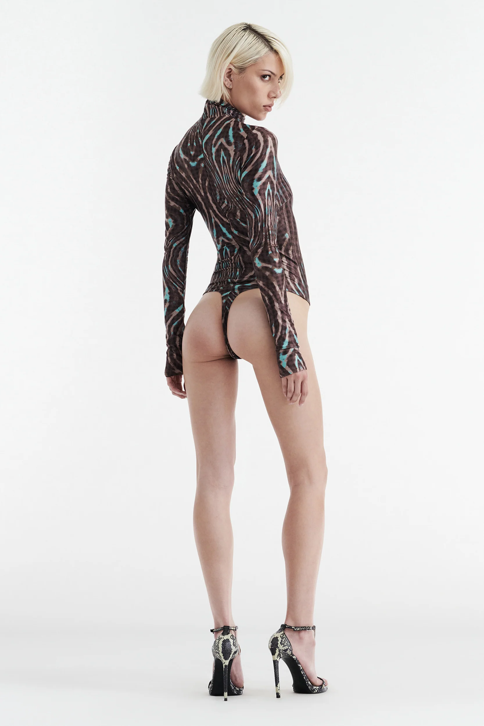 SIMONE LONG SLEEVE TURTLENECK BODYSUIT - WARPED CHECK - Image 4