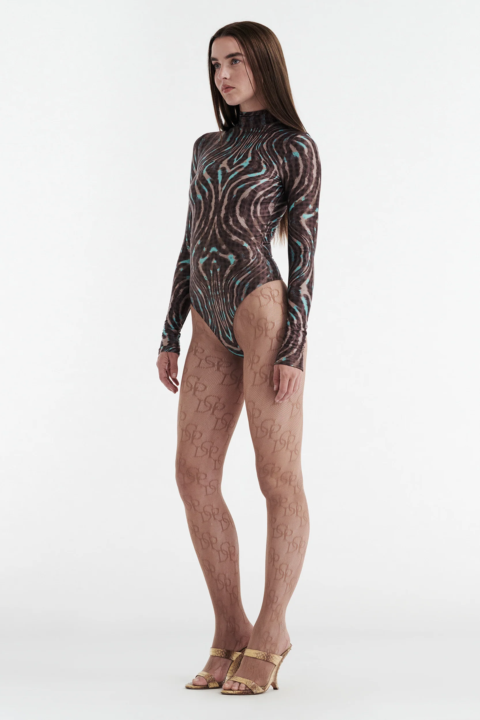 SIMONE LONG SLEEVE TURTLENECK BODYSUIT - WARPED CHECK - Image 5