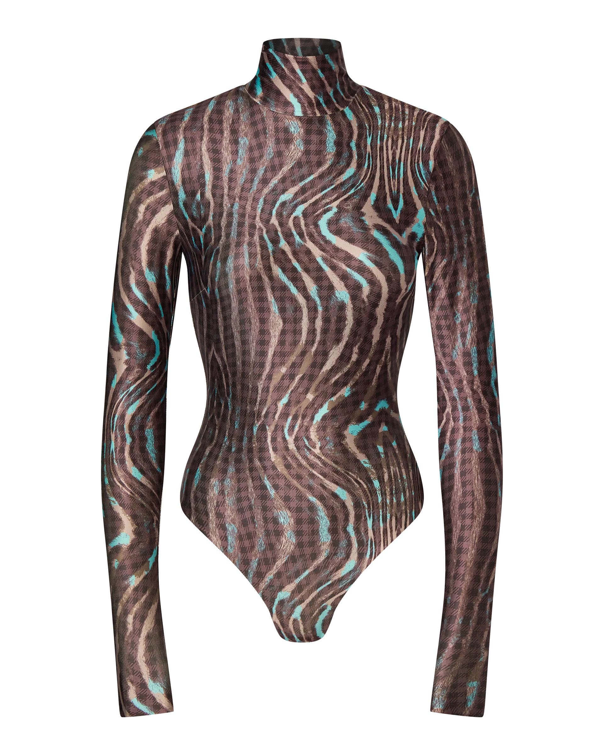 SIMONE LONG SLEEVE TURTLENECK BODYSUIT - WARPED CHECK - Image 8