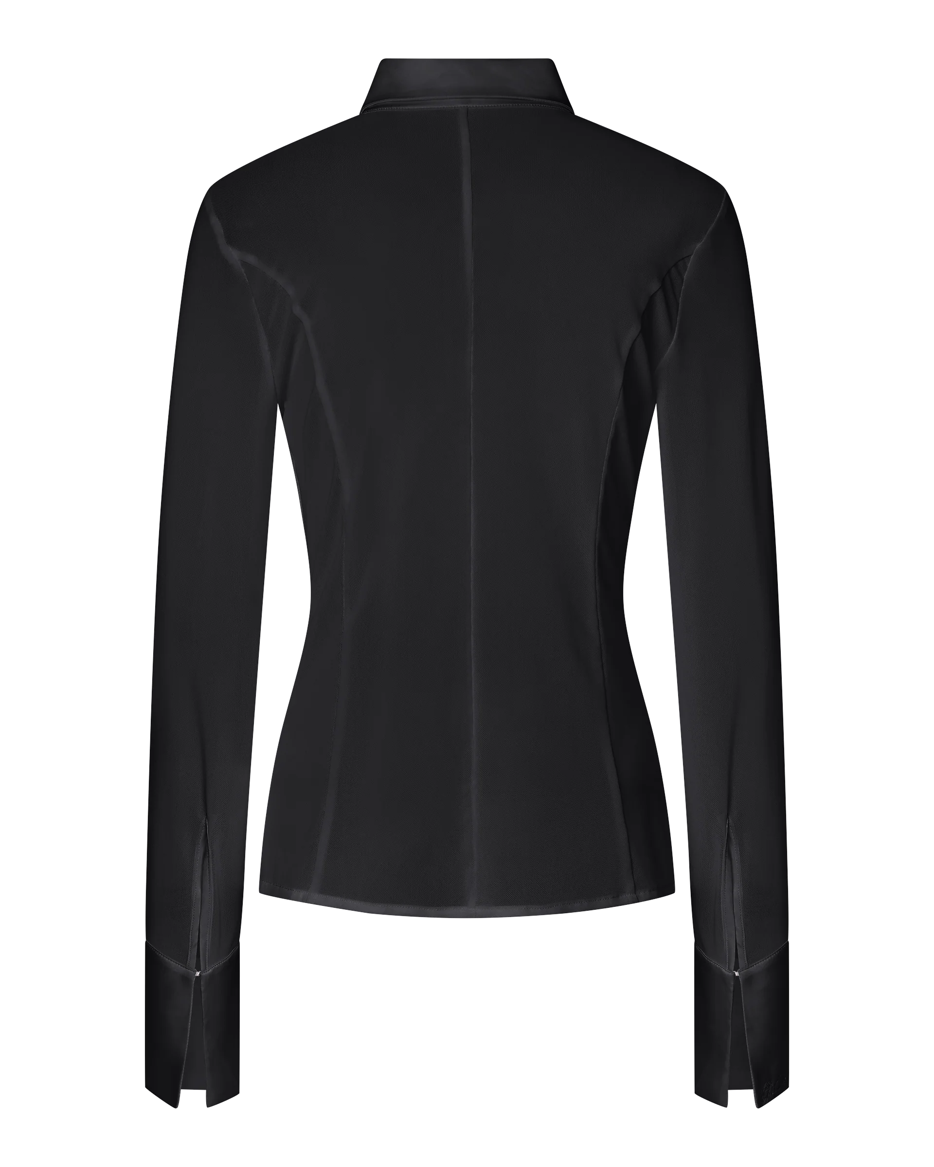 SOLANGE MESH LONG SLEEVE BUTTON UP SHIRT - BLACK - Image 6