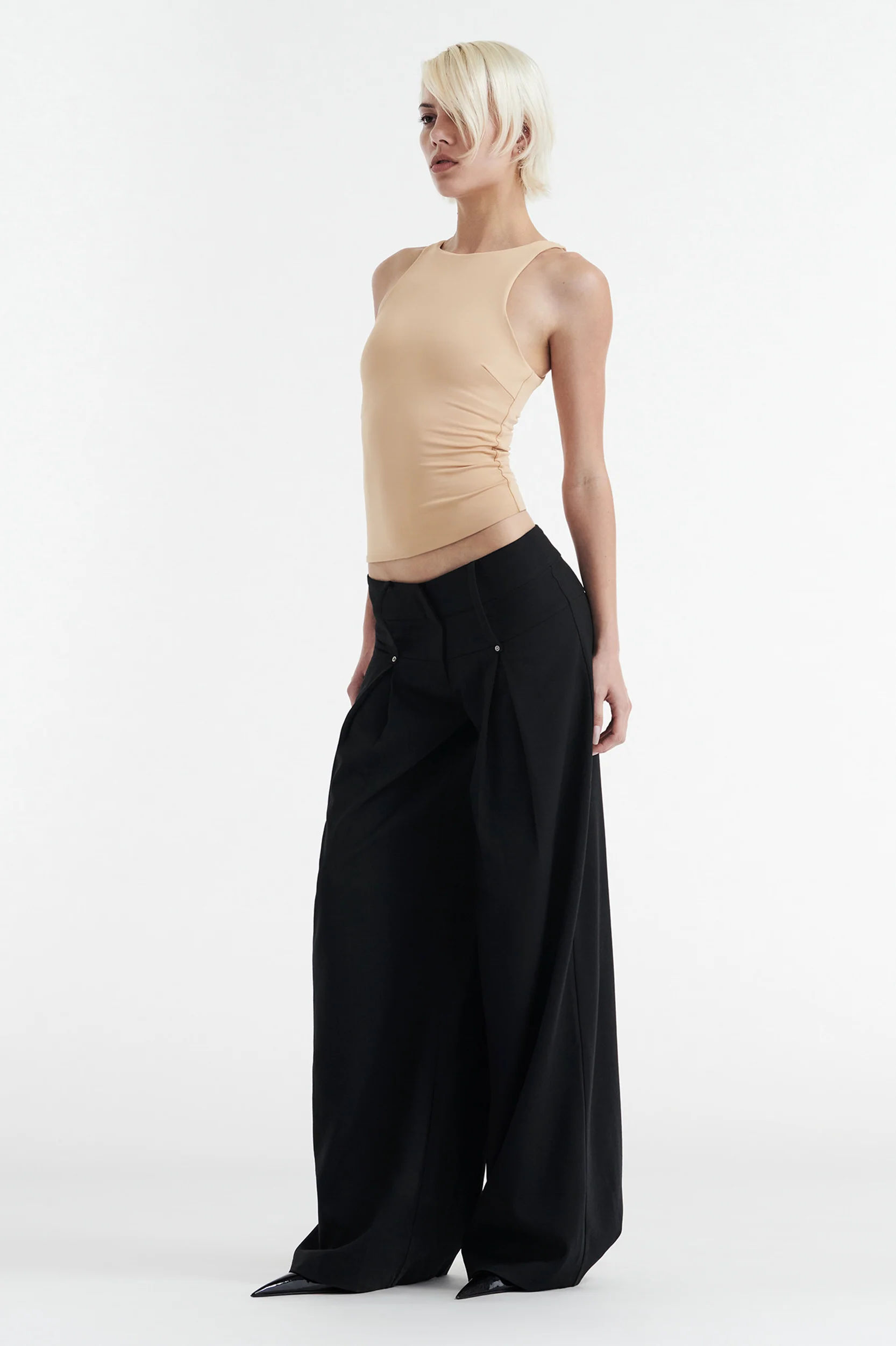 SOPHIE BASIC SLEEVELESS TANK WITH SHELF BRA - TAN - Image 2