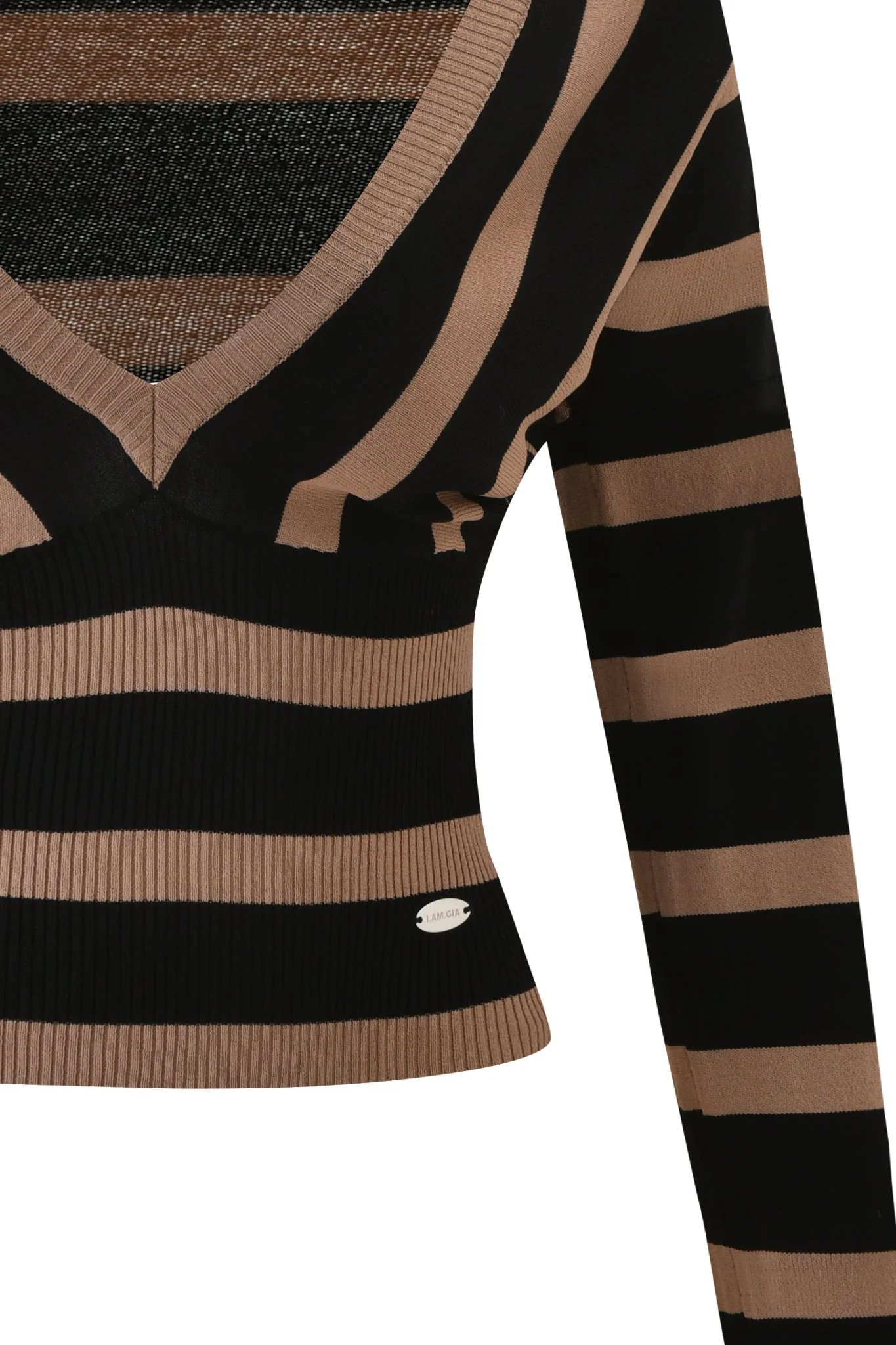 SUZI SWEATER - BLACK AND TAN STRIPE - Image 7