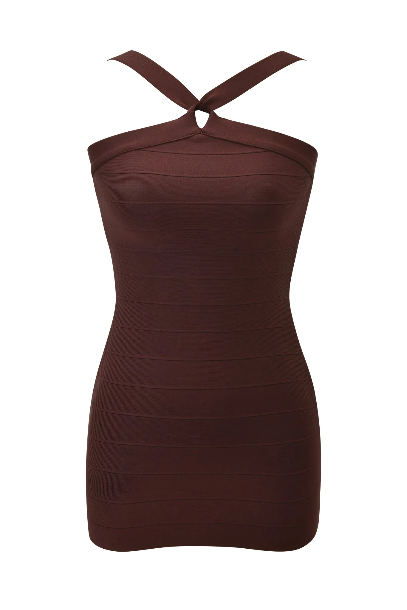 VESPERA BANDAGE MINI DRESS - BROWN - Image 7