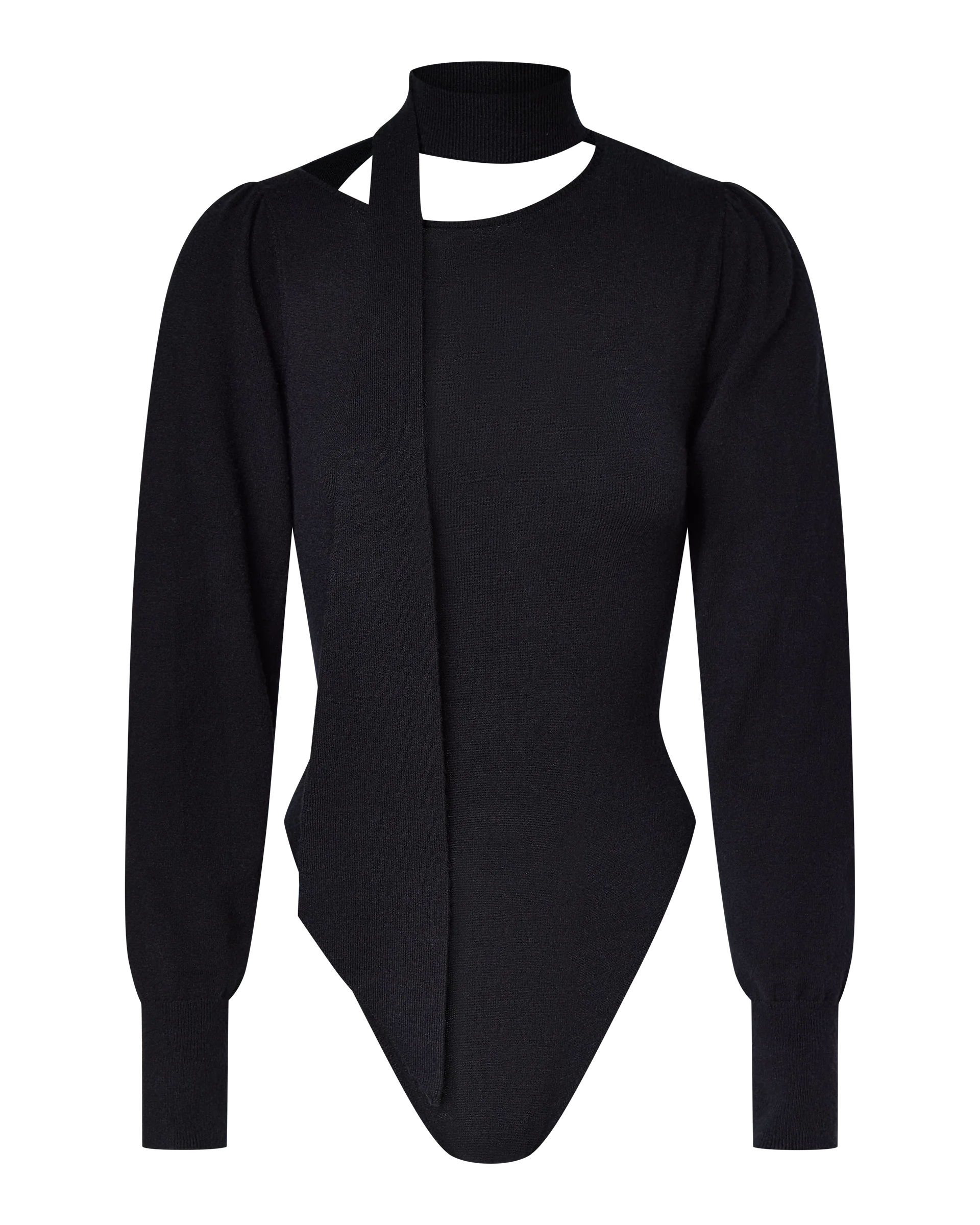 VIVIENNE LONG SLEEVE KNIT BODYSUIT - BLACK - Image 6