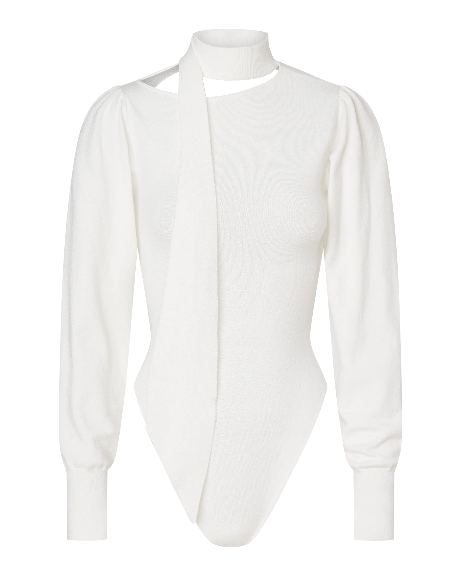 VIVIENNE LONG SLEEVE KNIT BODYSUIT - WHITE - Image 6