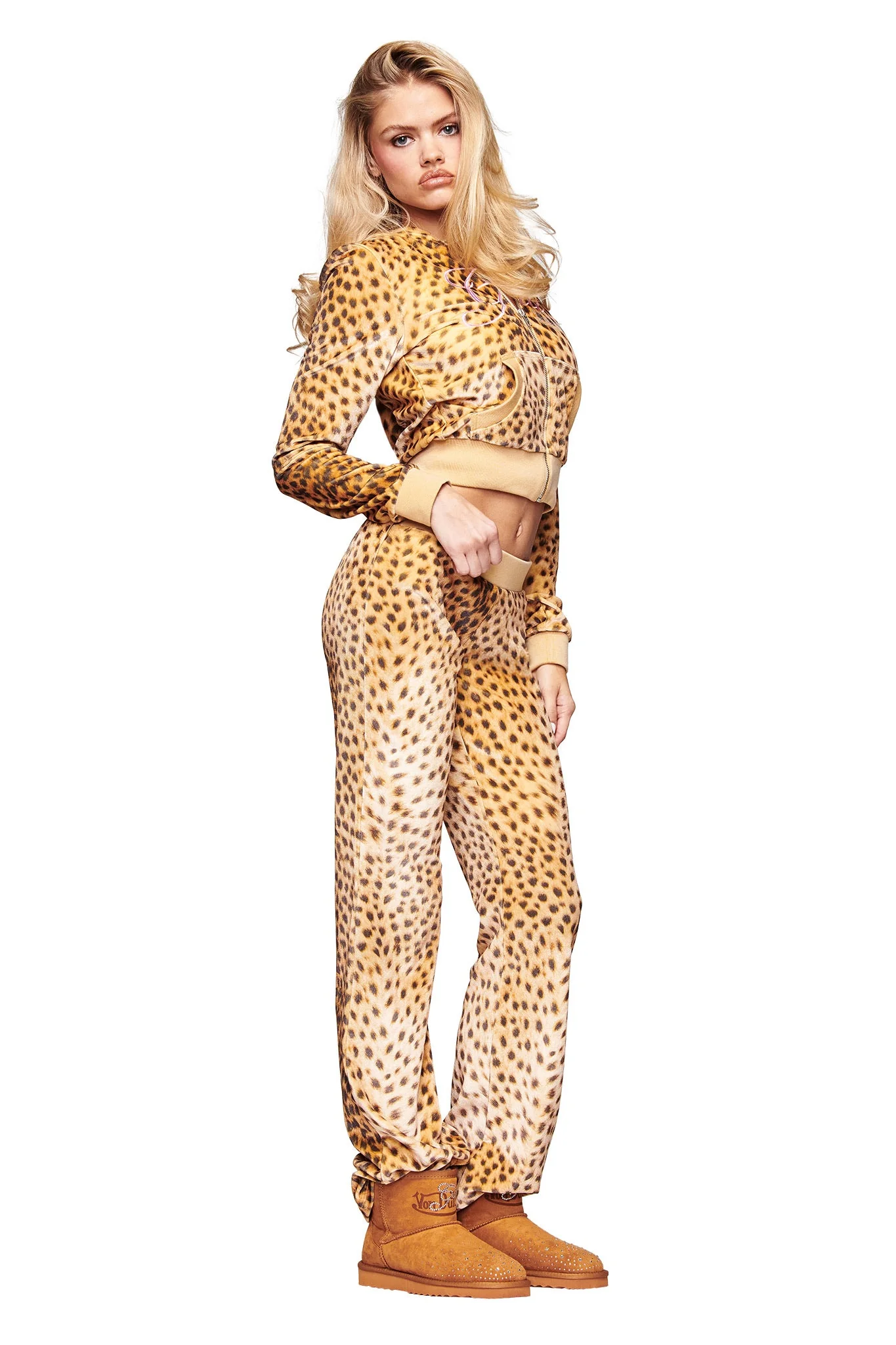 I.AM.GIA X VON DUTCH KAMERON VELOUR TRACKPANT - LEOPARD - Image 5