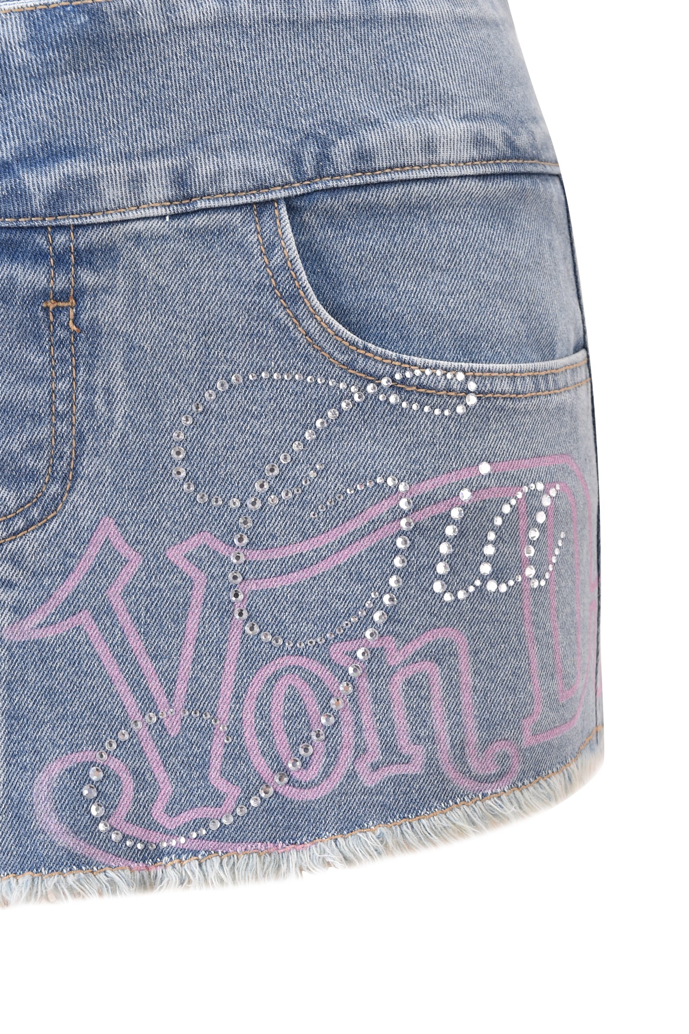 I.AM.GIA X VON DUTCH SYNDRA DENIM MINI SKORT - LIGHT WASH DENIM - Image 12