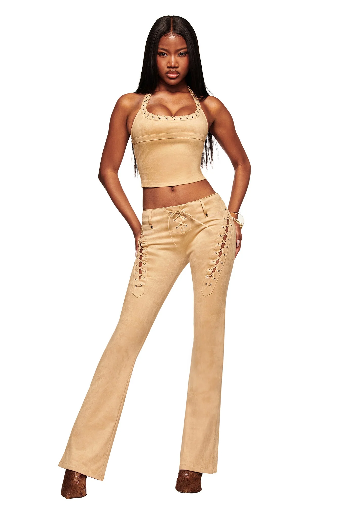 XENIA SUEDE PANT - TAN - Image 2