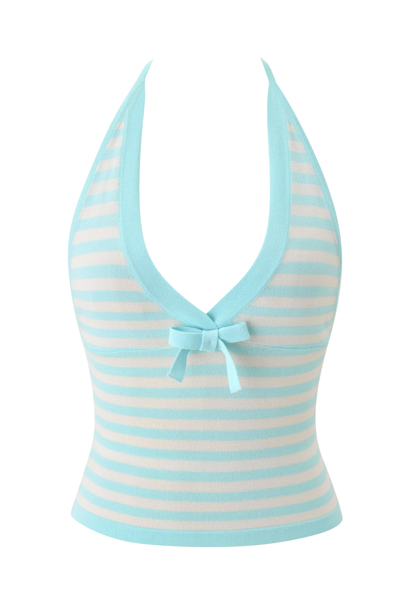 ZINNIA HALTER TOP - BLUE AND IVORY - Image 6