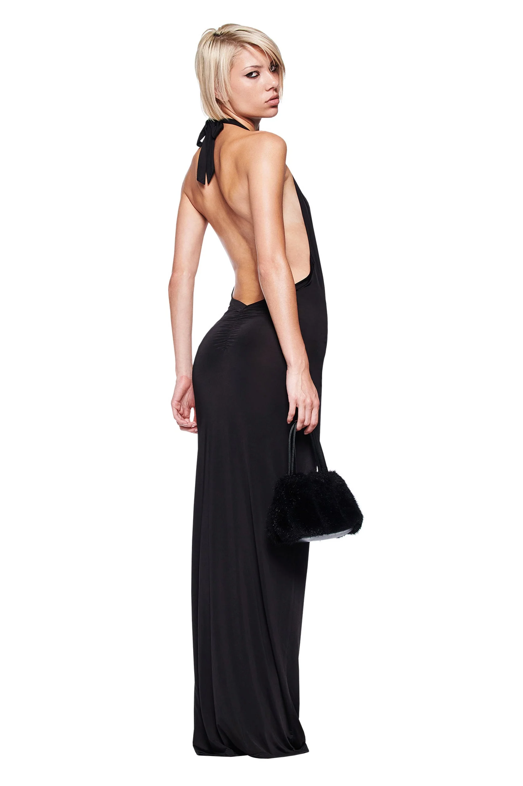 ZIVA PLUNGE TIE MAXI DRESS - BLACK - Image 7